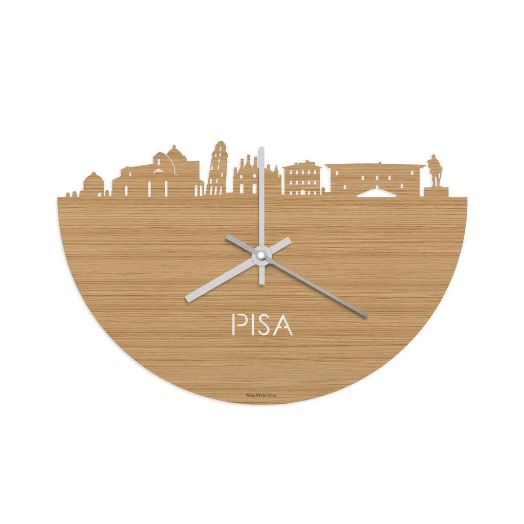 Skyline Klok Pisa Bamboe houten cadeau decoratie relatiegeschenk van WoodWideCities