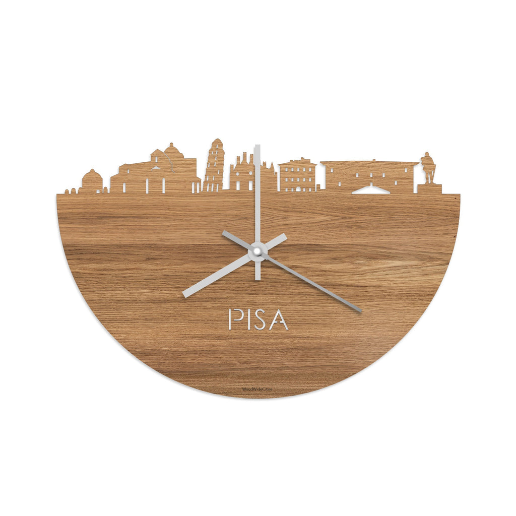 Skyline Klok Pisa Eiken houten cadeau decoratie relatiegeschenk van WoodWideCities