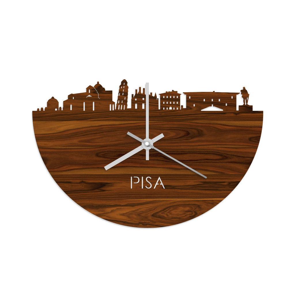 Skyline Klok Pisa Palissander houten cadeau decoratie relatiegeschenk van WoodWideCities