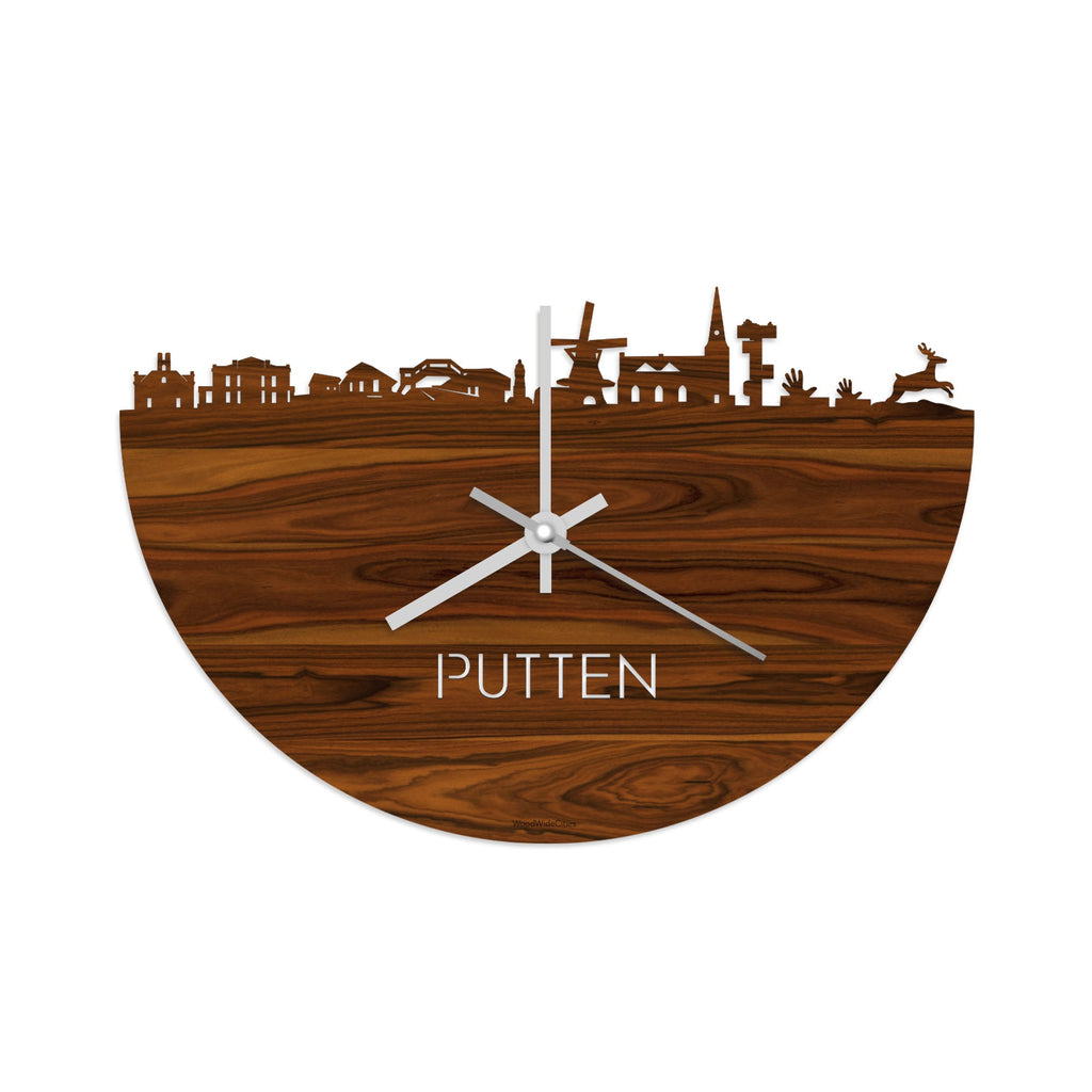 Skyline Klok Putten Palissander houten cadeau decoratie relatiegeschenk van WoodWideCities