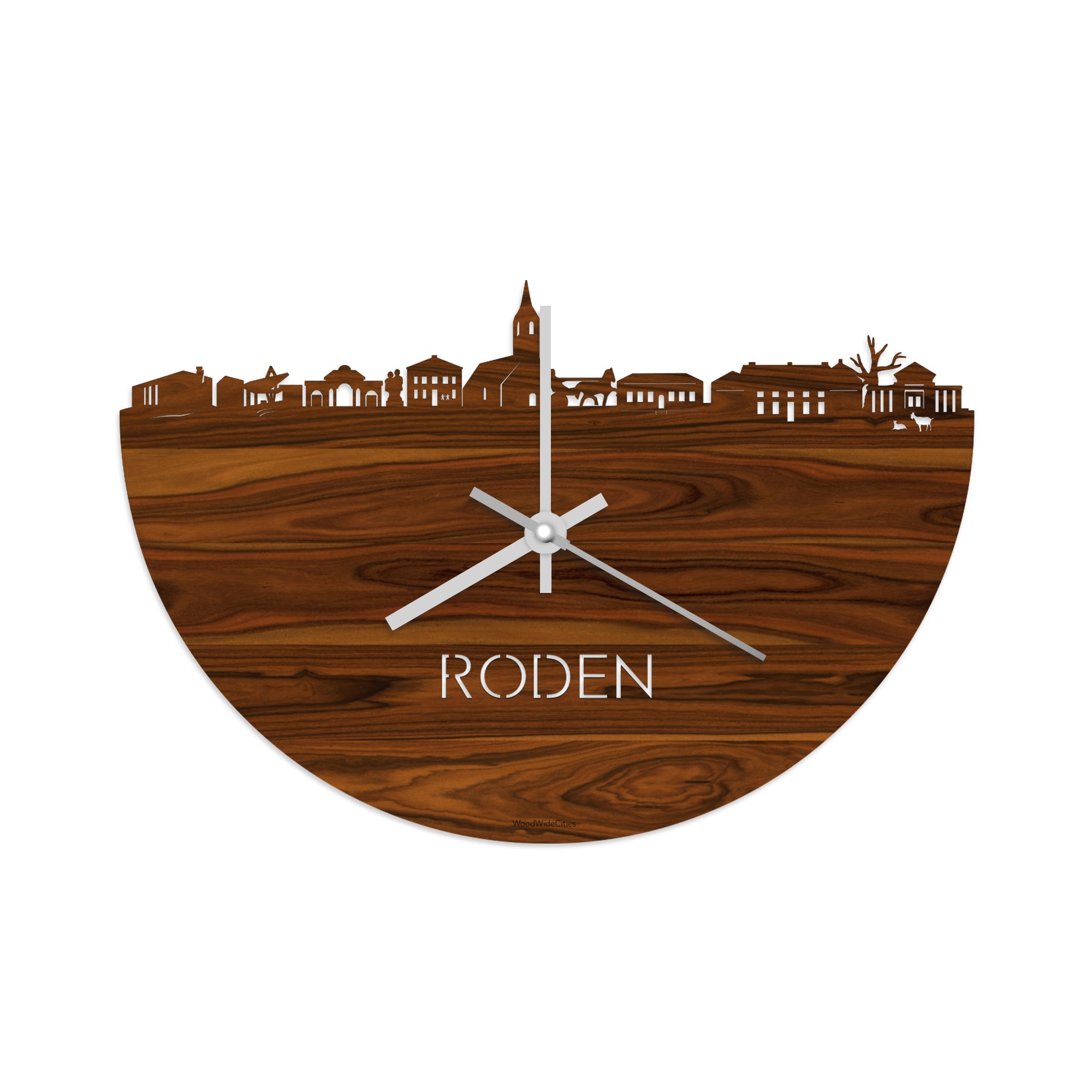 Skyline Klok Roden Palissander houten cadeau decoratie relatiegeschenk van WoodWideCities