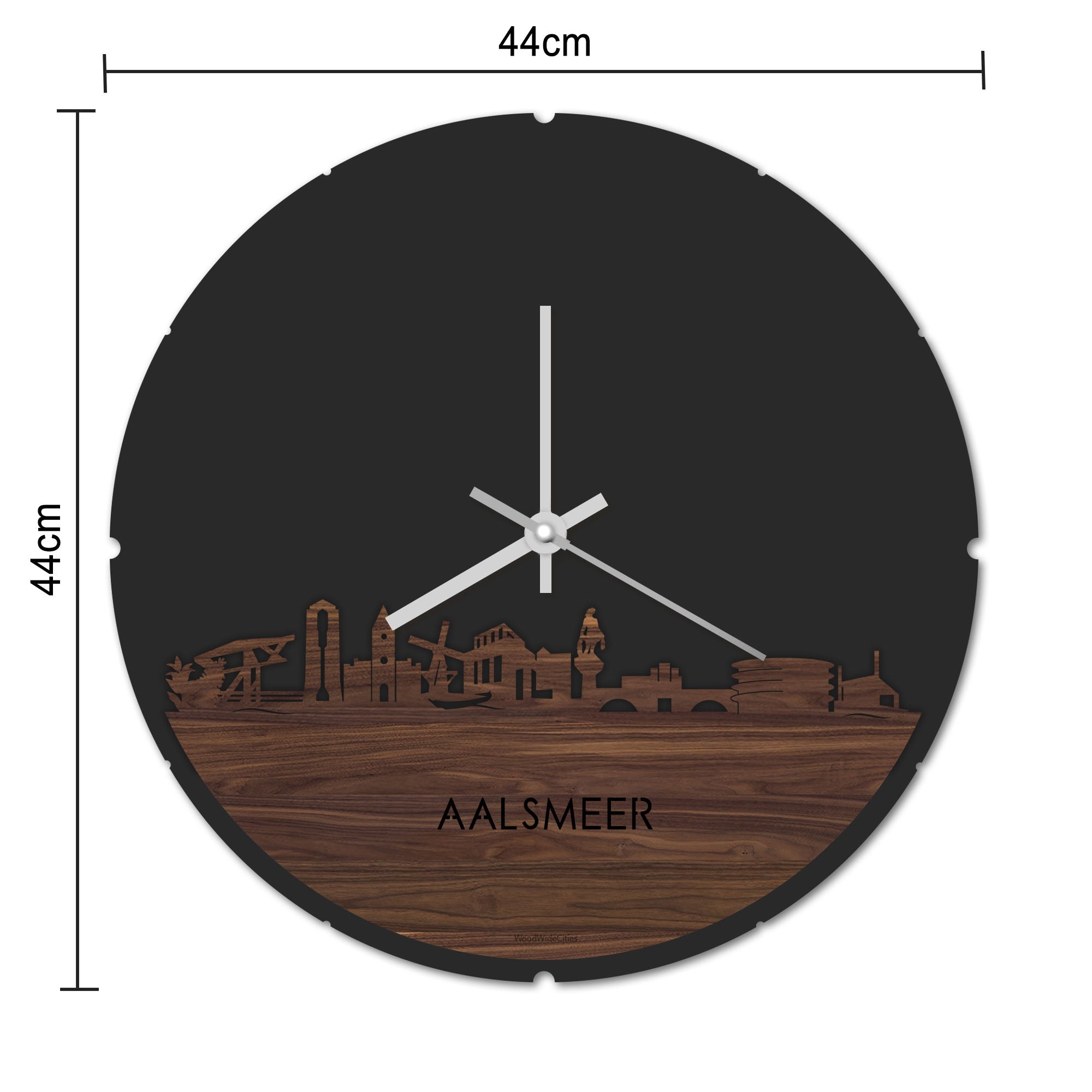 Skyline Klok Rond Aalsmeer Bamboe houten cadeau decoratie relatiegeschenk van WoodWideCities