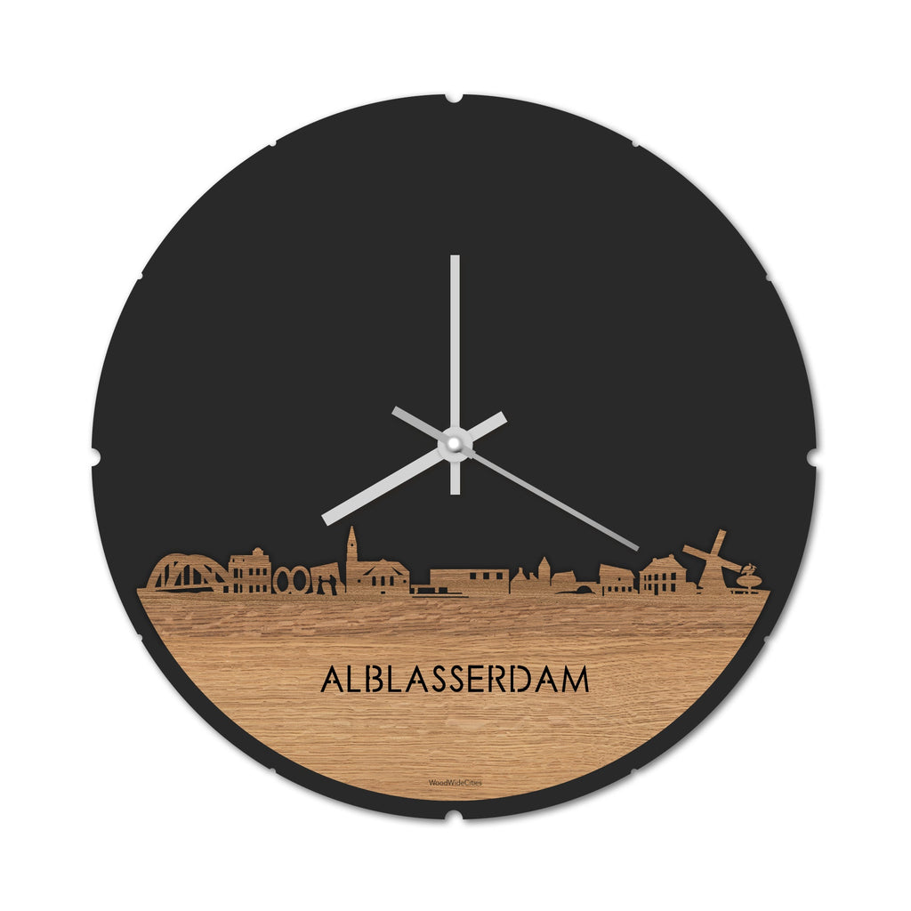 Skyline Klok Alblasserdam Eiken houten cadeau decoratie relatiegeschenk van WoodWideCities