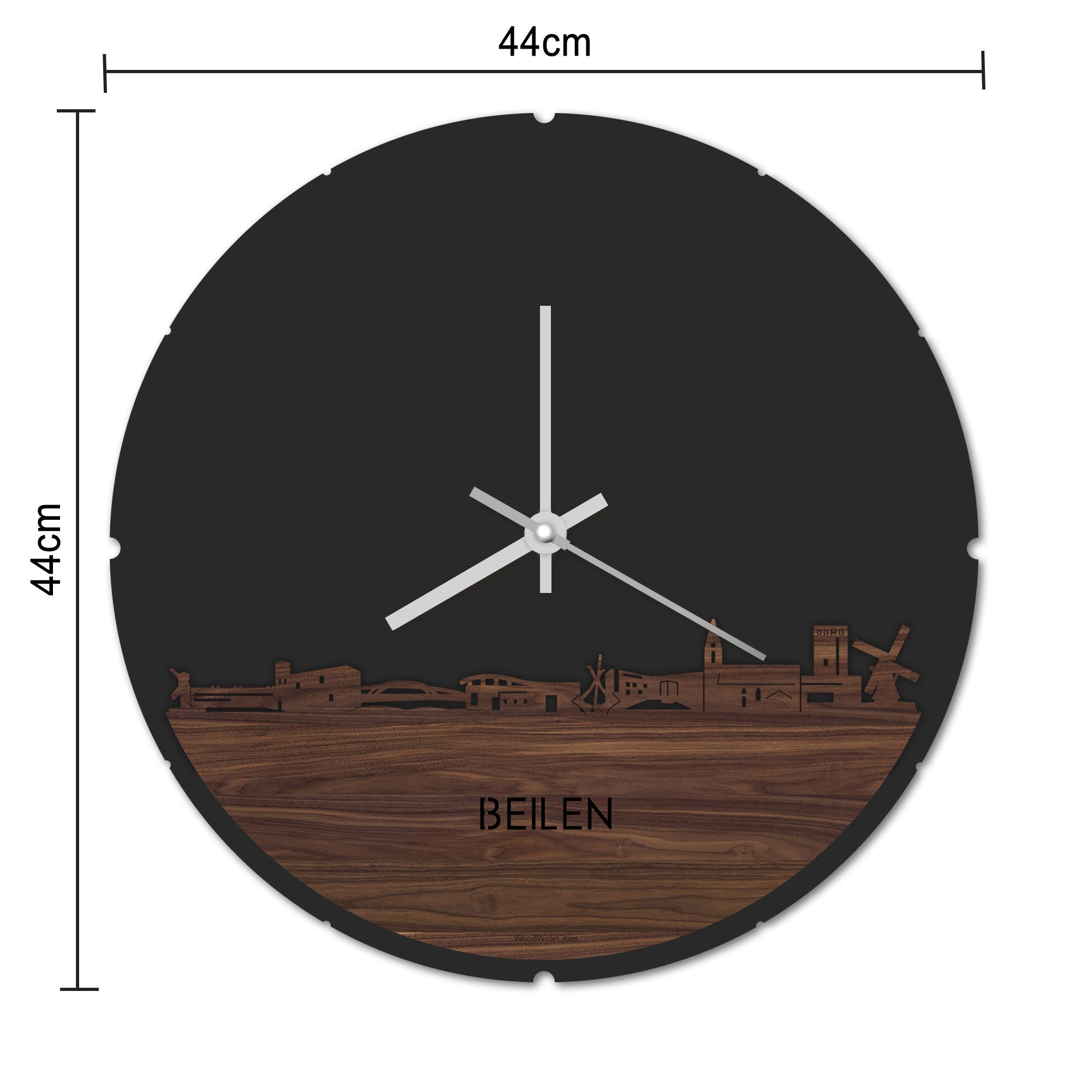 Skyline Klok Rond Beilen Bamboe houten cadeau decoratie relatiegeschenk van WoodWideCities