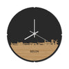 Skyline Klok Rond Beilen Bamboe houten cadeau decoratie relatiegeschenk van WoodWideCities