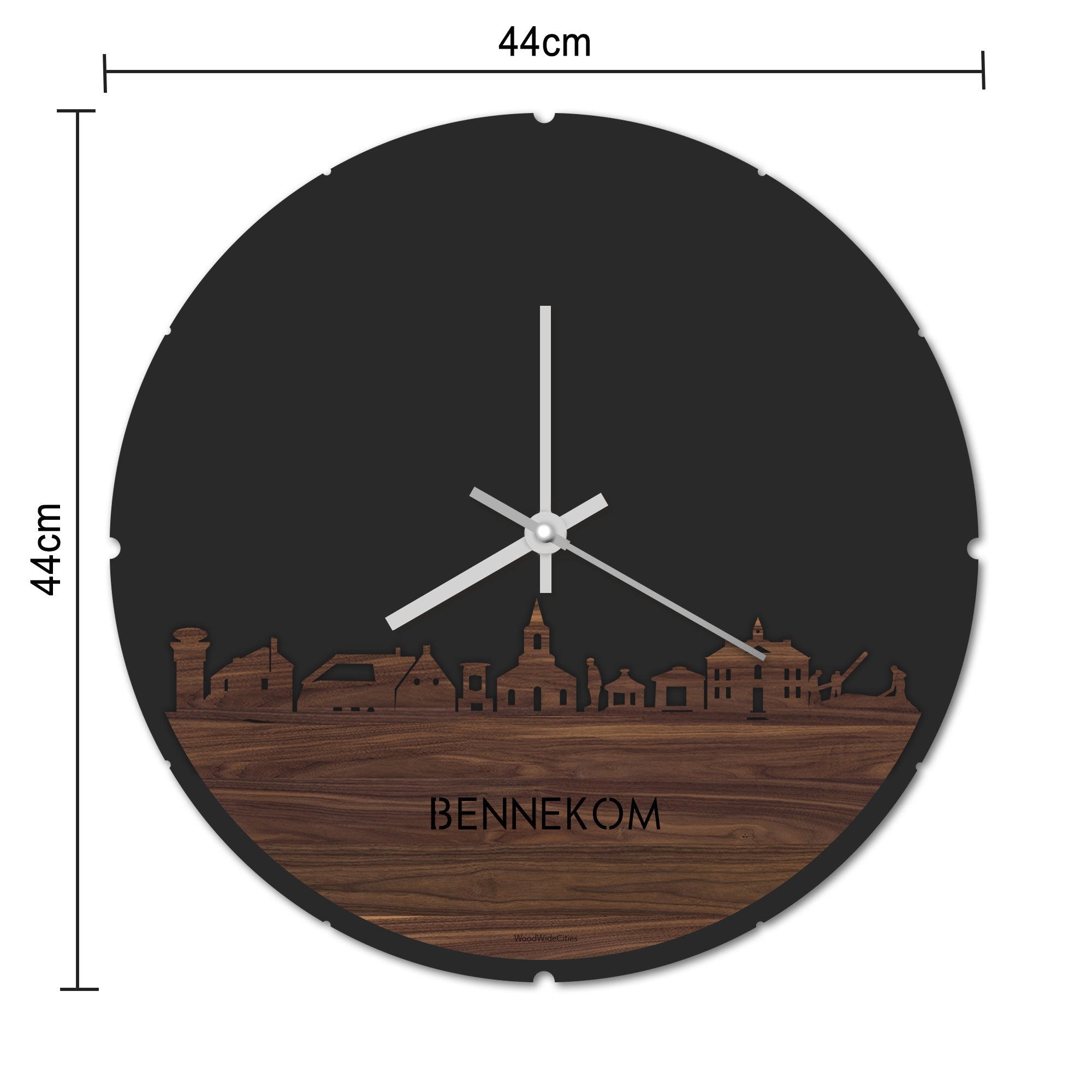 Skyline Klok Rond Bennekom Bamboe houten cadeau decoratie relatiegeschenk van WoodWideCities