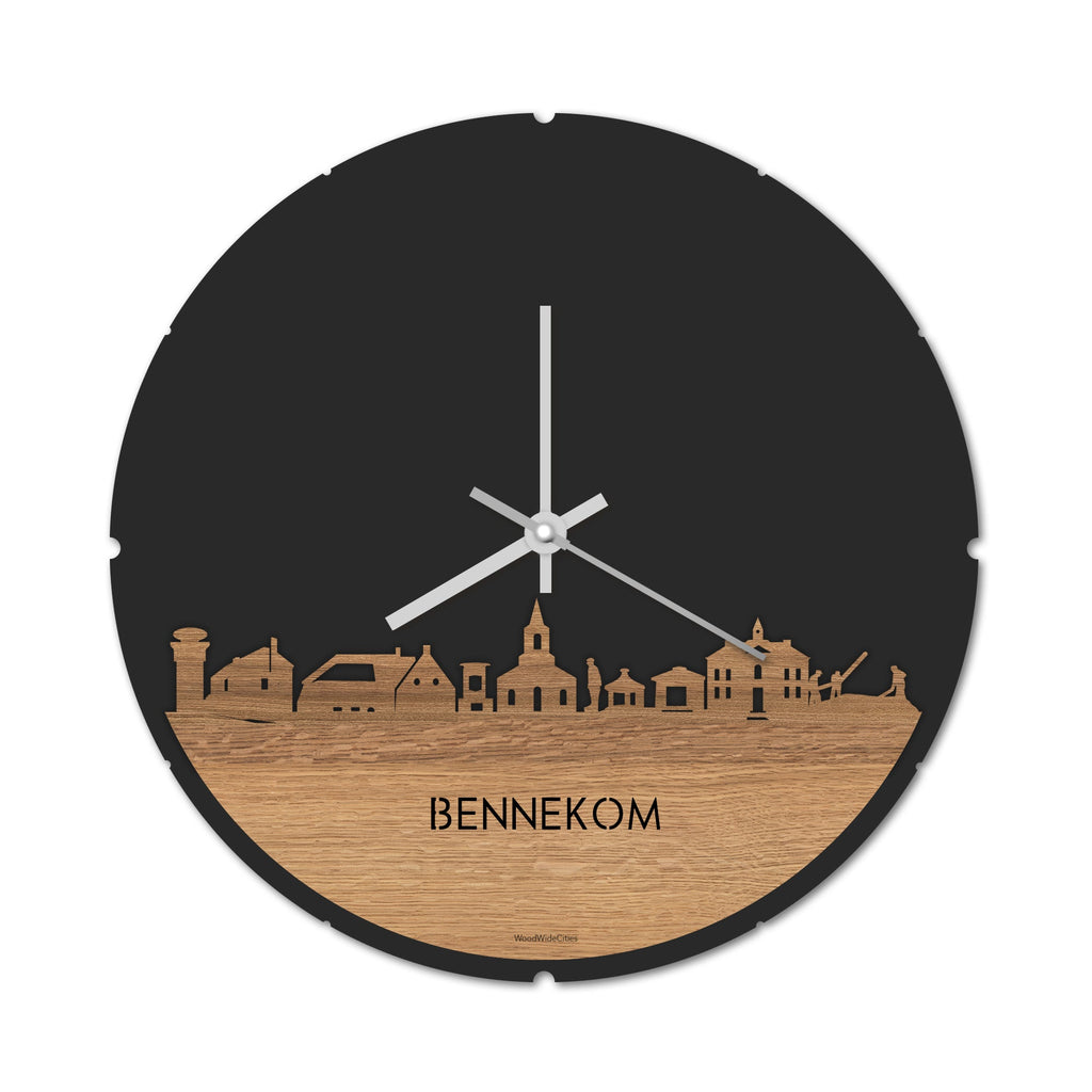 Skyline Klok Bennekom Eiken houten cadeau decoratie relatiegeschenk van WoodWideCities