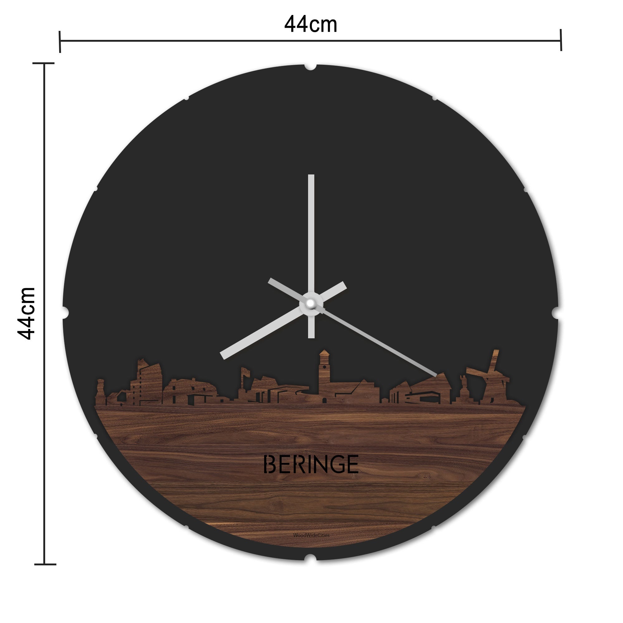 Skyline Klok Rond Beringe Bamboe houten cadeau decoratie relatiegeschenk van WoodWideCities