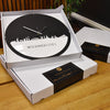 Skyline Klok Rond Best Wit glanzend gerecycled kunststof cadeau decoratie relatiegeschenk van WoodWideCities