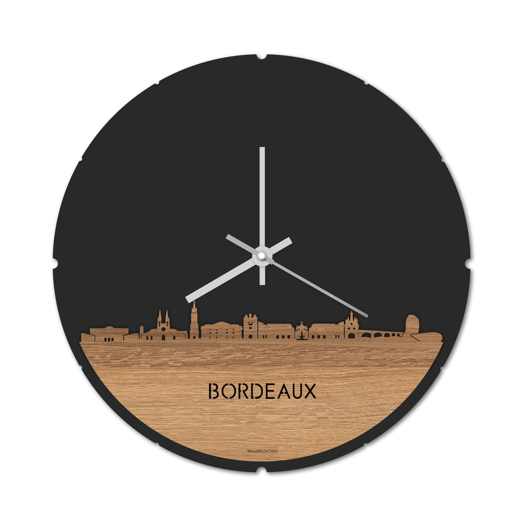 Skyline Klok Bordeaux Eiken houten cadeau decoratie relatiegeschenk van WoodWideCities