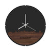 Skyline Klok Rond Bordeaux Noten houten cadeau decoratie relatiegeschenk van WoodWideCities