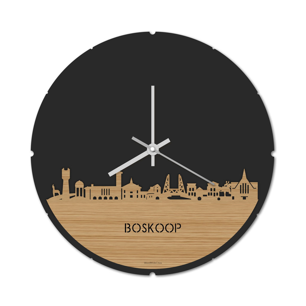 Skyline Klok Rond Boskoop Bamboe houten cadeau decoratie relatiegeschenk van WoodWideCities