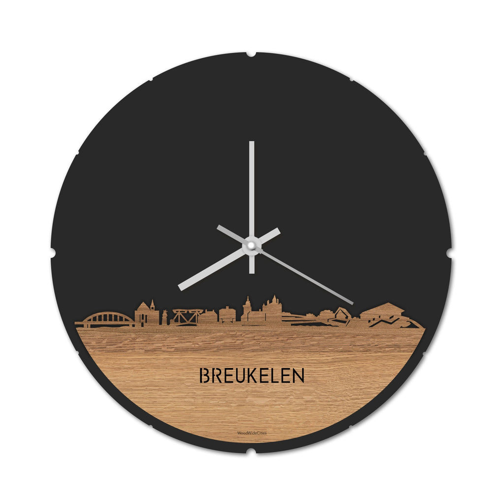 Skyline Klok Breukelen Eiken houten cadeau decoratie relatiegeschenk van WoodWideCities