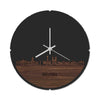 Skyline Klok Rond Brussel Noten houten cadeau decoratie relatiegeschenk van WoodWideCities