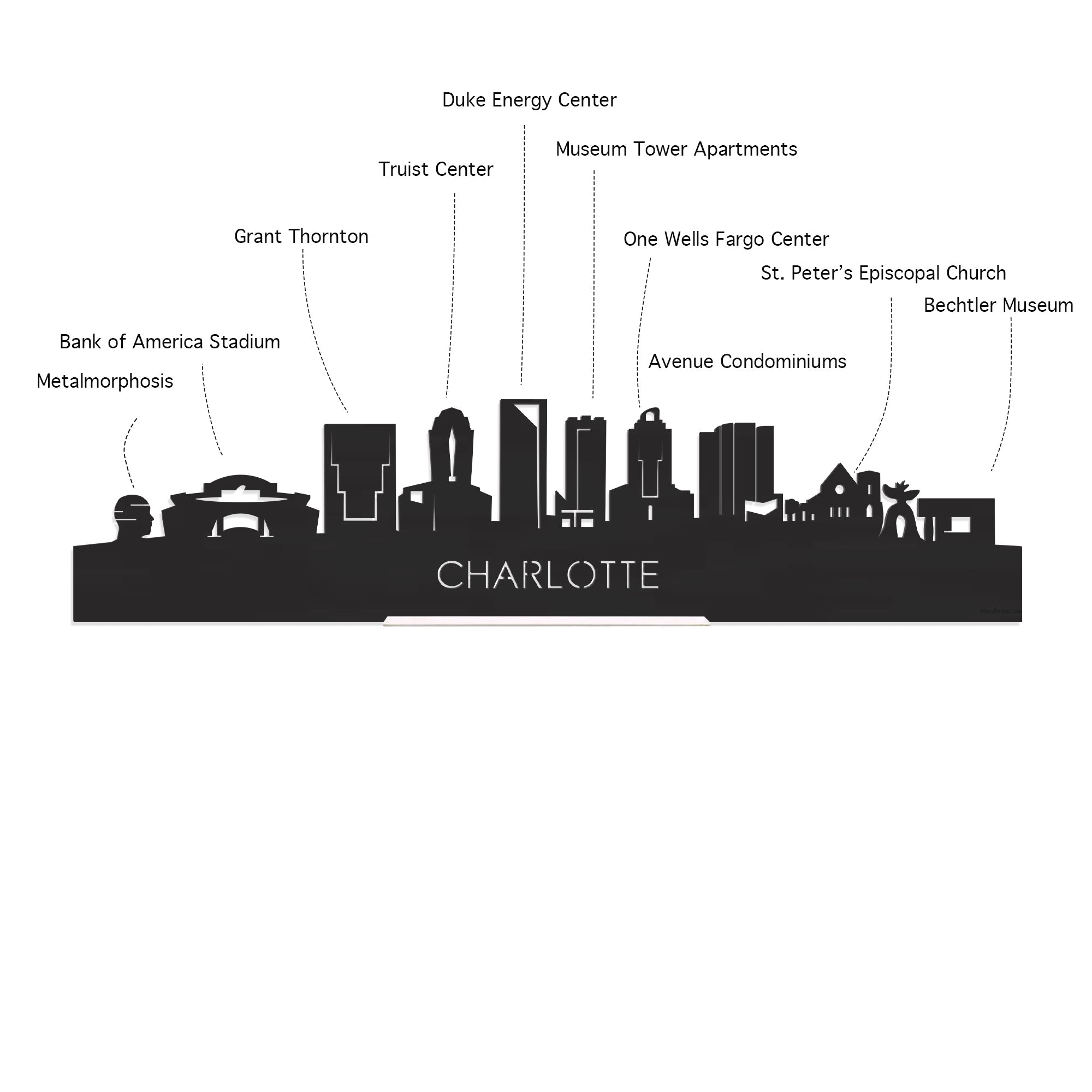 Skyline Klok Rond Charlotte Spiegel gerecycled kunststof cadeau decoratie relatiegeschenk van WoodWideCities