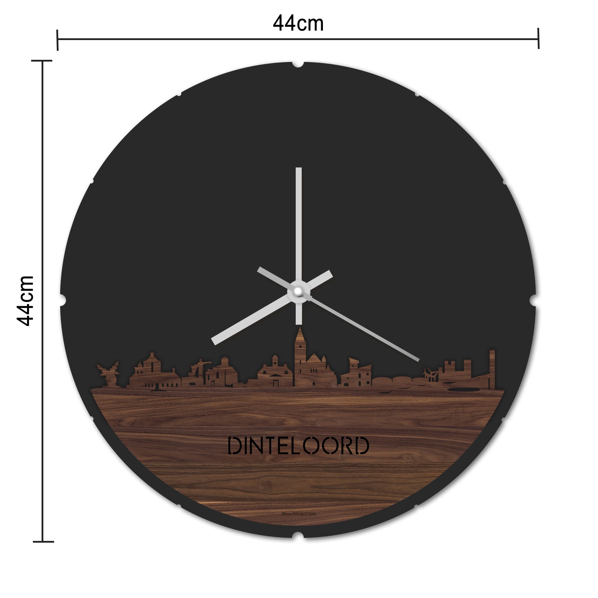 Skyline Klok Rond Dinteloord Metallic Goud gerecycled kunststof cadeau decoratie relatiegeschenk van WoodWideCities