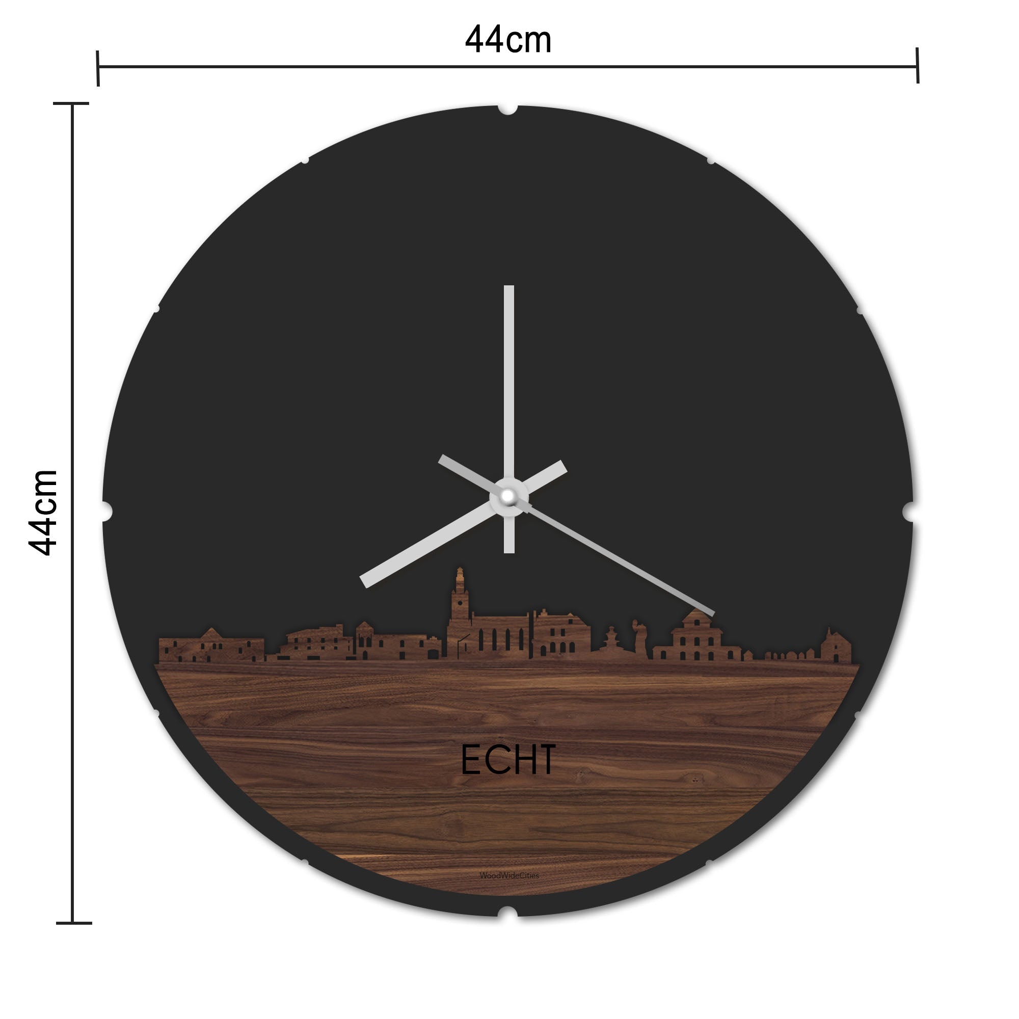 Skyline Klok Rond Echt Bamboe houten cadeau decoratie relatiegeschenk van WoodWideCities