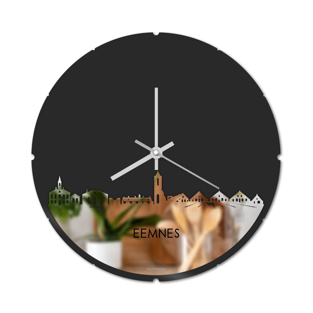 Skyline Klok Rond Eemnes Spiegel houten cadeau decoratie relatiegeschenk van WoodWideCities