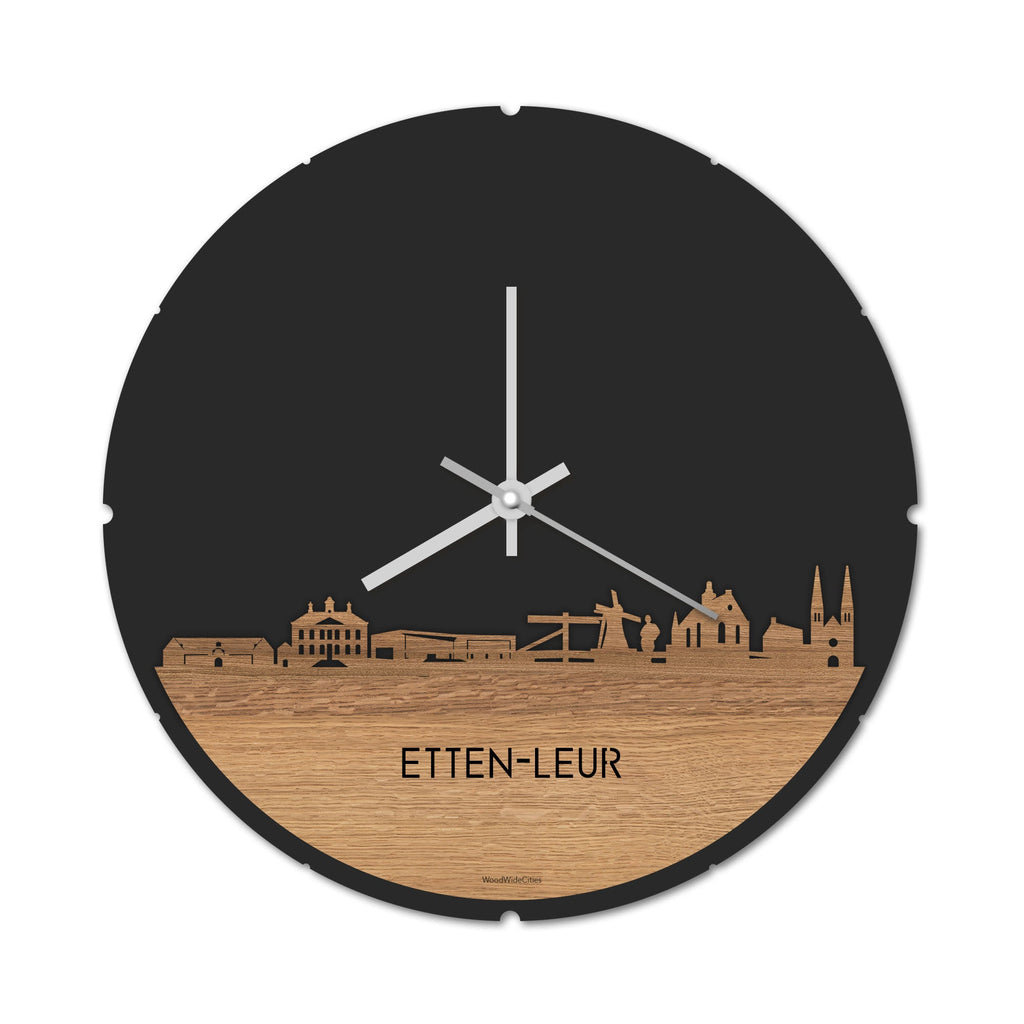 Skyline Klok Etten-Leur Eiken houten cadeau decoratie relatiegeschenk van WoodWideCities