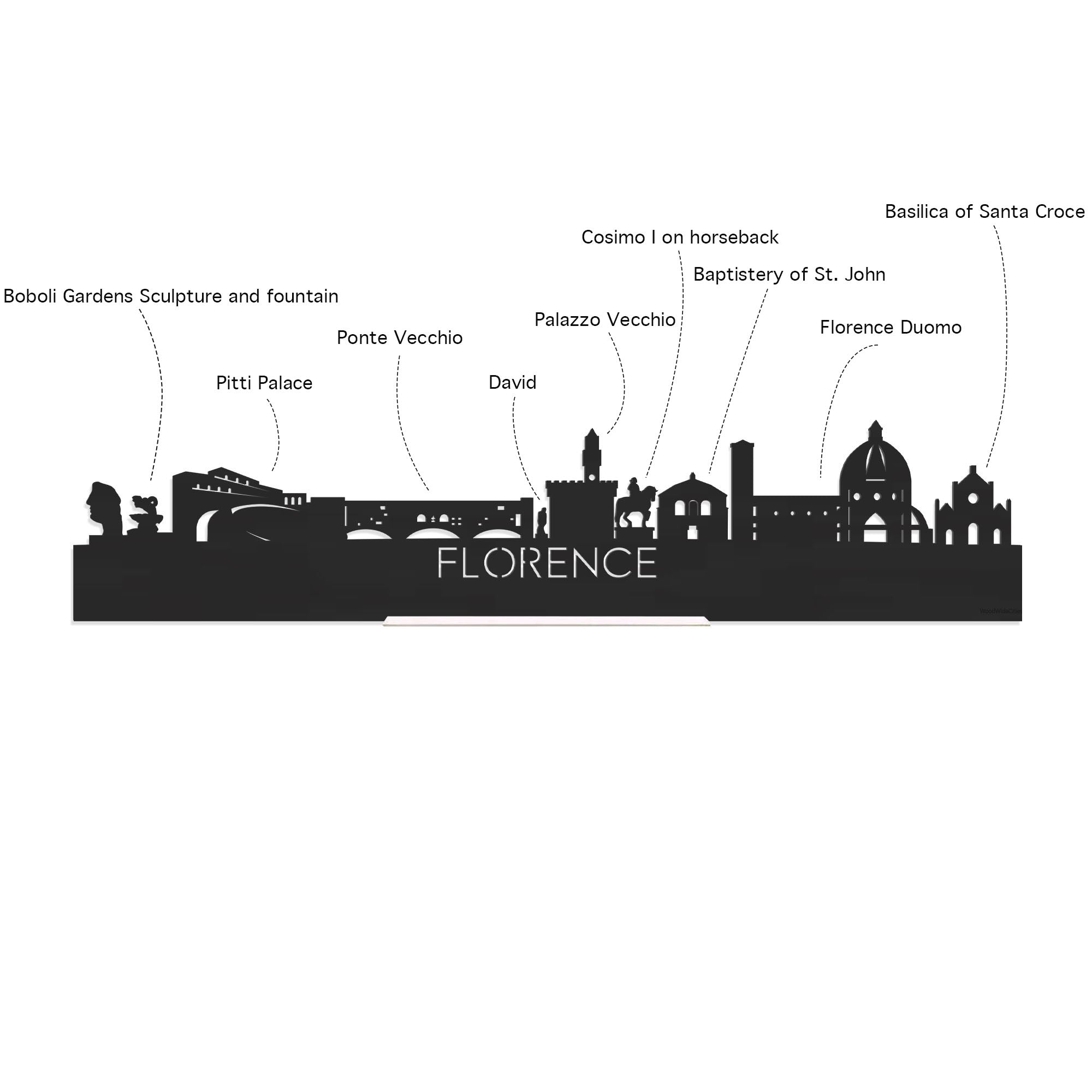 Skyline Klok Rond Florence Bamboe houten cadeau decoratie relatiegeschenk van WoodWideCities