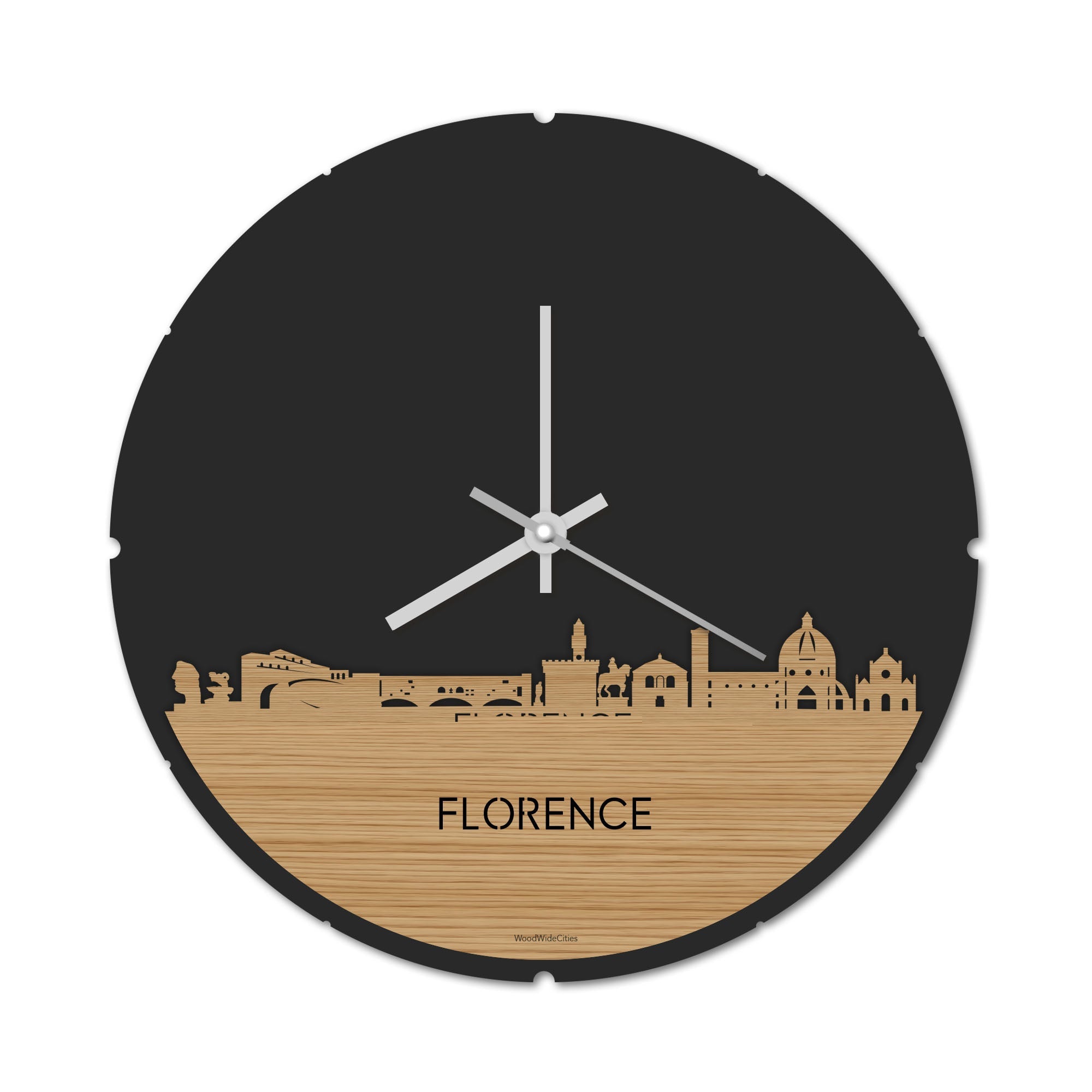 Skyline Klok Rond Florence Bamboe houten cadeau decoratie relatiegeschenk van WoodWideCities