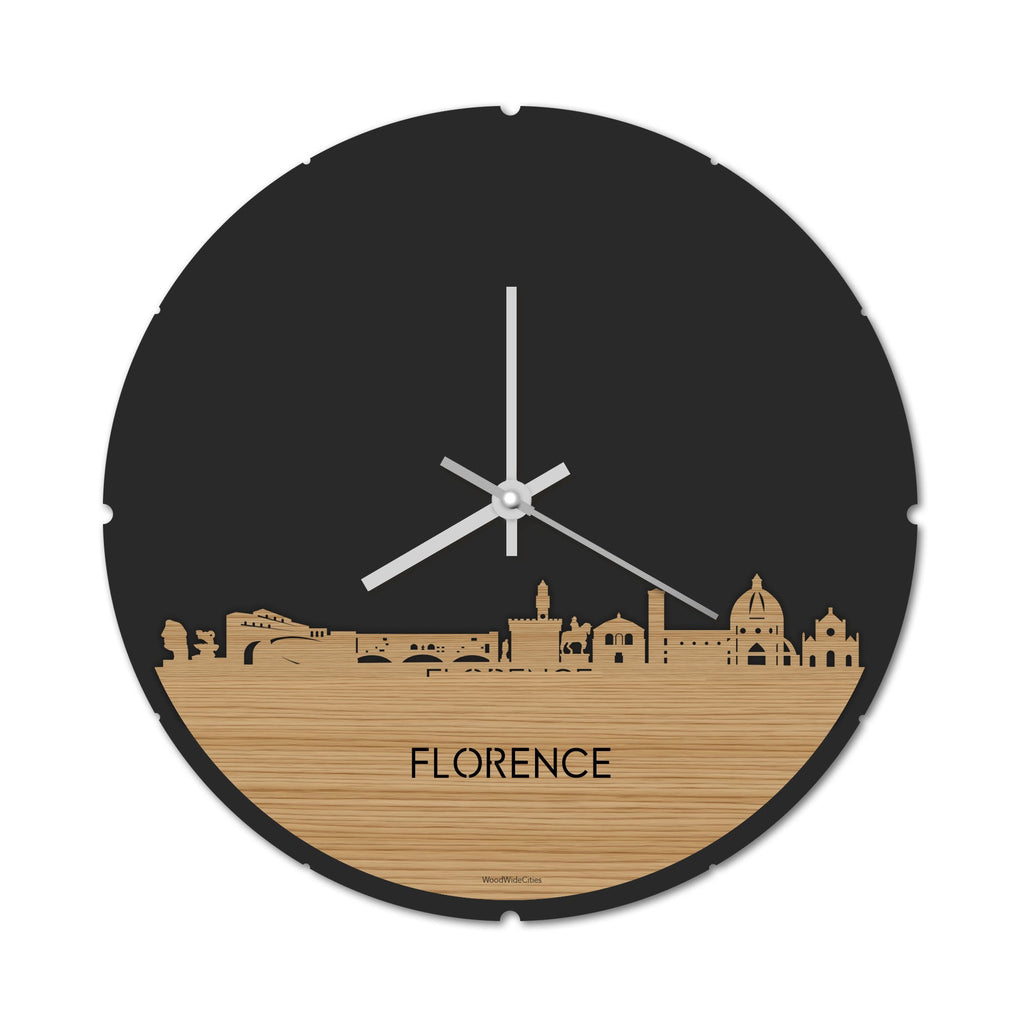 Skyline Klok Rond Florence Bamboe houten cadeau decoratie relatiegeschenk van WoodWideCities