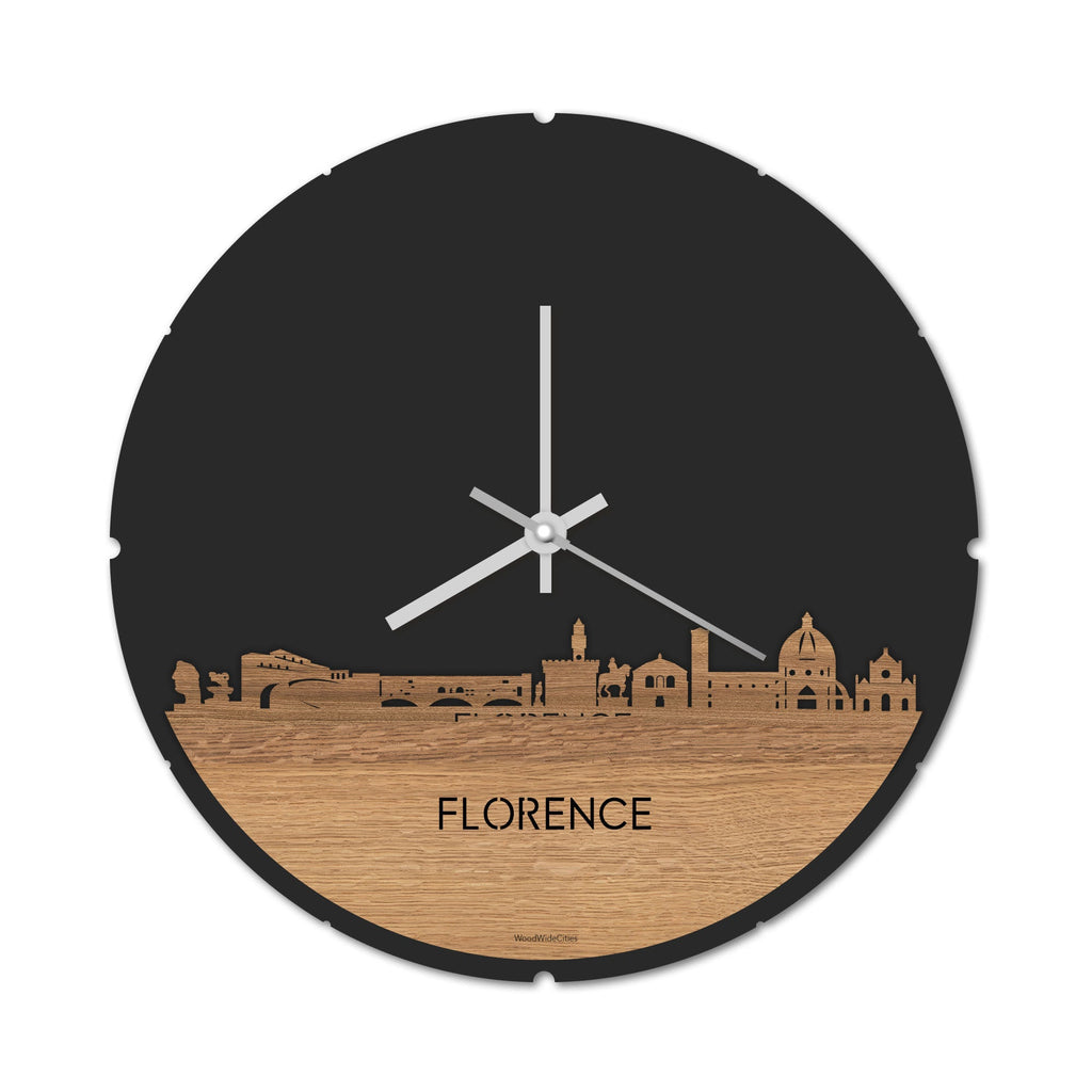 Skyline Klok Florence Eiken houten cadeau decoratie relatiegeschenk van WoodWideCities