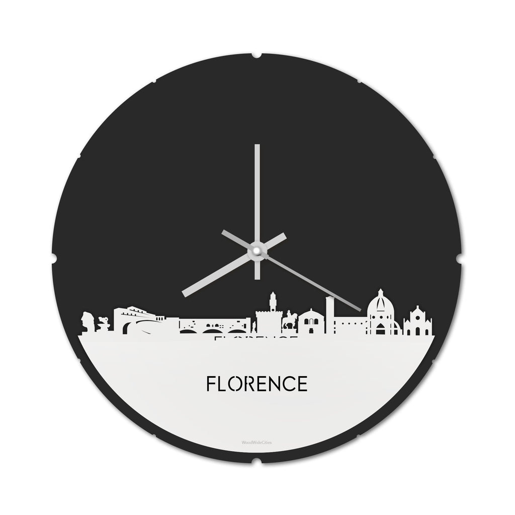 Skyline Klok Rond Florence Wit glanzend gerecycled kunststof cadeau decoratie relatiegeschenk van WoodWideCities