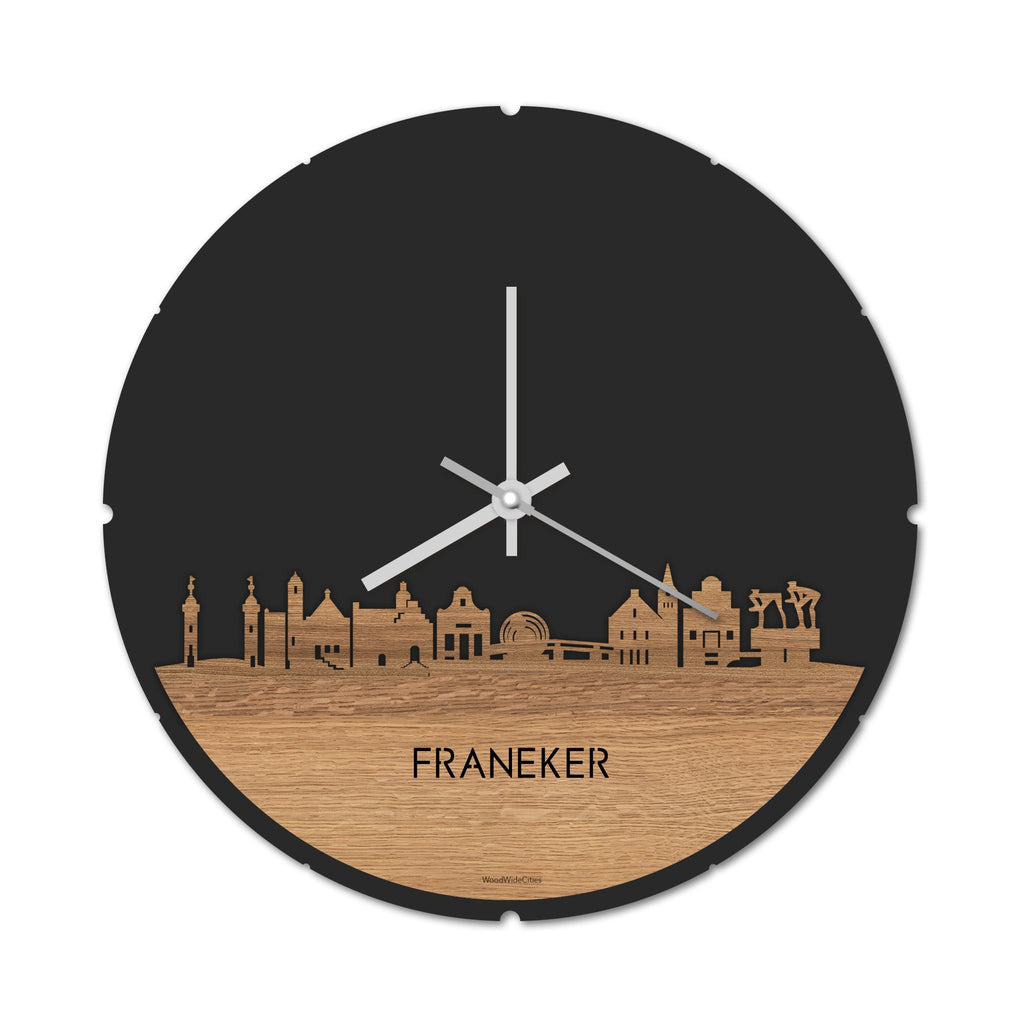 Skyline Klok Franeker Eiken houten cadeau decoratie relatiegeschenk van WoodWideCities