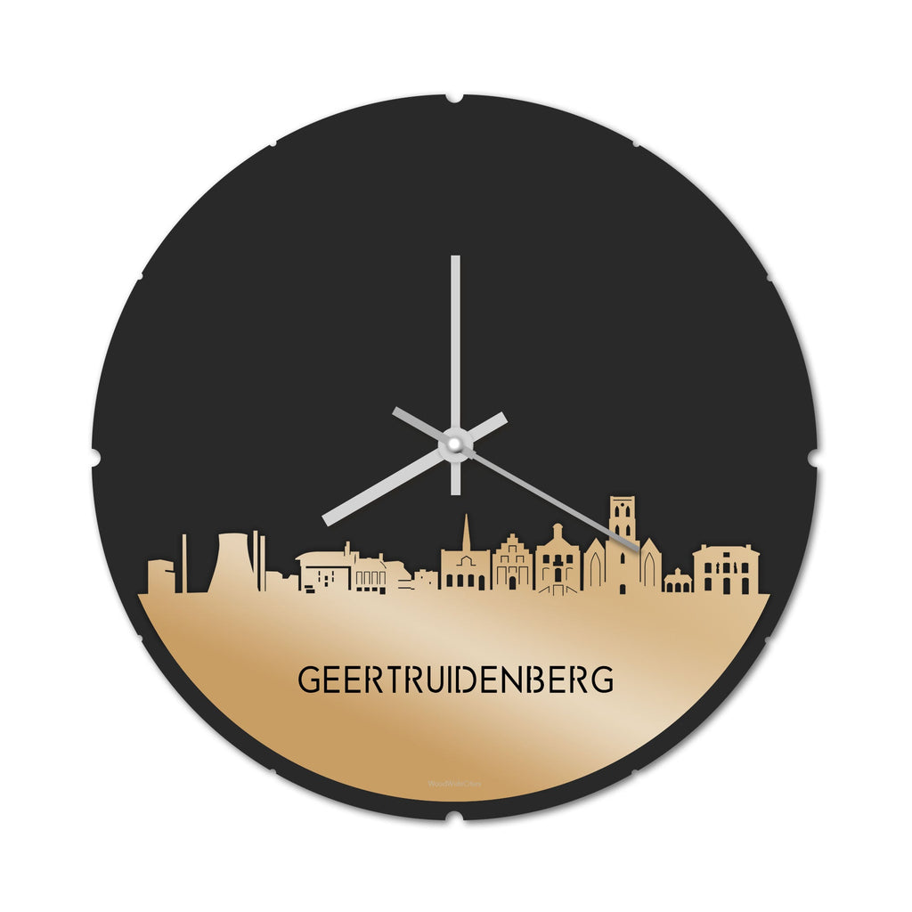 Skyline Klok Rond Geertruidenberg Metallic Goud gerecycled kunststof cadeau decoratie relatiegeschenk van WoodWideCities