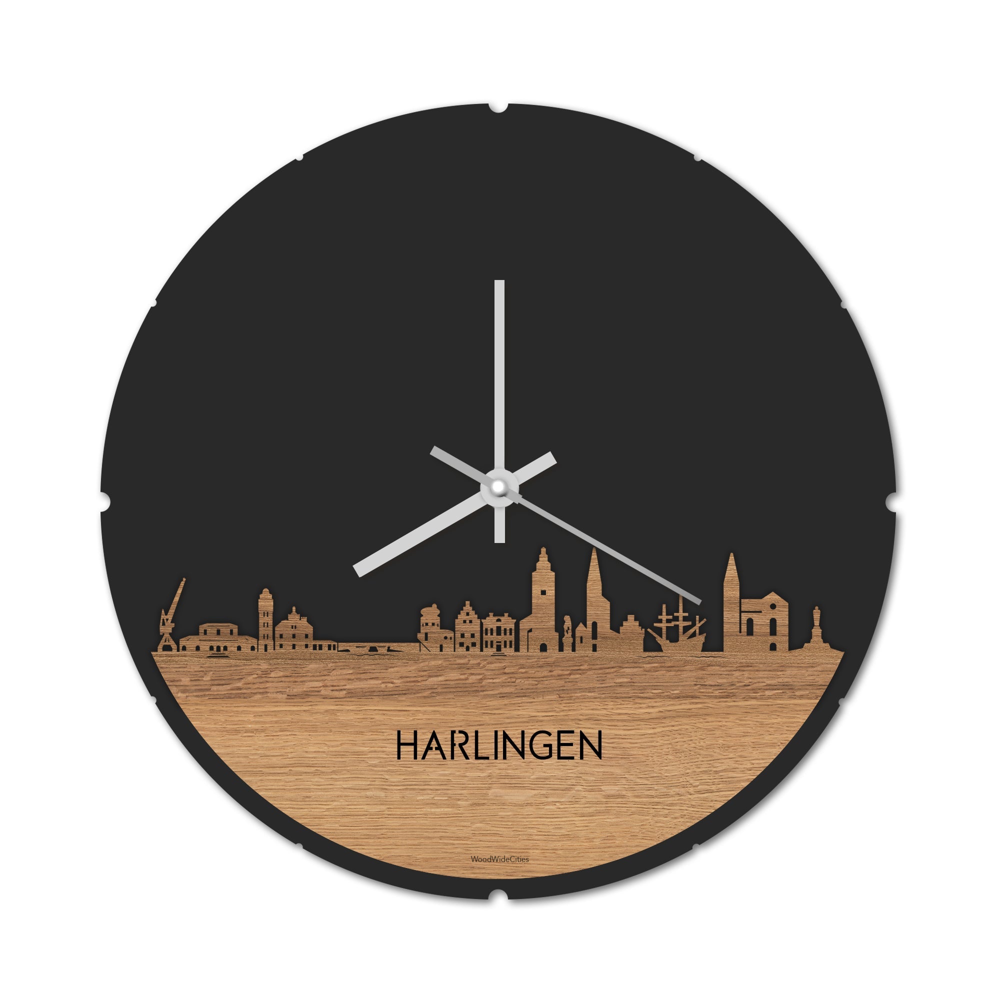 Skyline Klok Harlingen Eiken houten cadeau decoratie relatiegeschenk van WoodWideCities