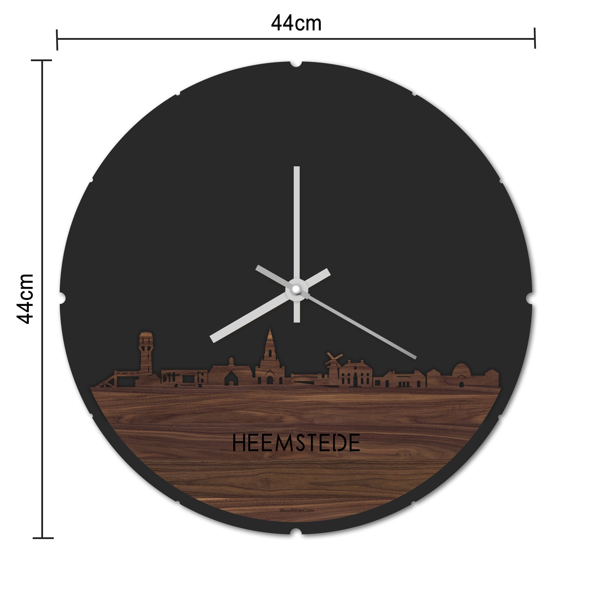 Skyline Klok Rond Heemstede Bamboe houten cadeau decoratie relatiegeschenk van WoodWideCities