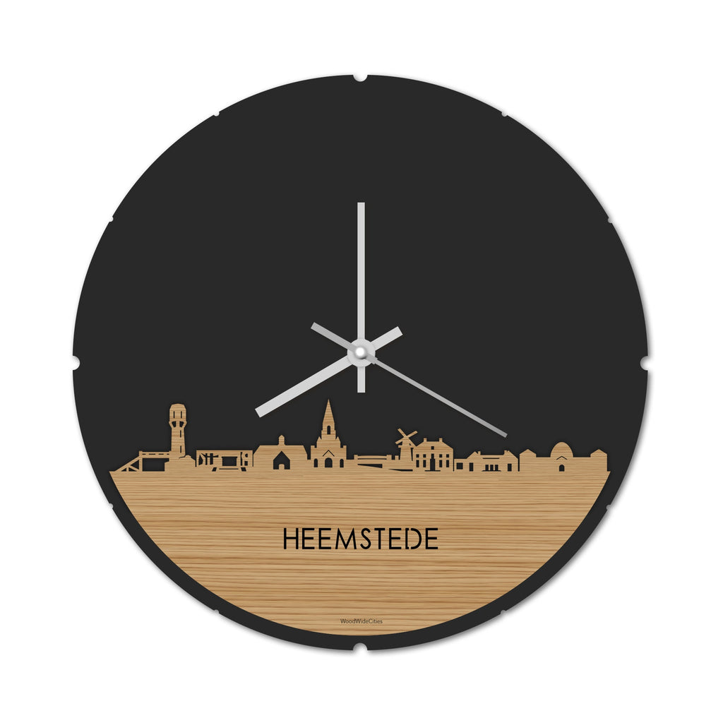 Skyline Klok Rond Heemstede Bamboe houten cadeau decoratie relatiegeschenk van WoodWideCities