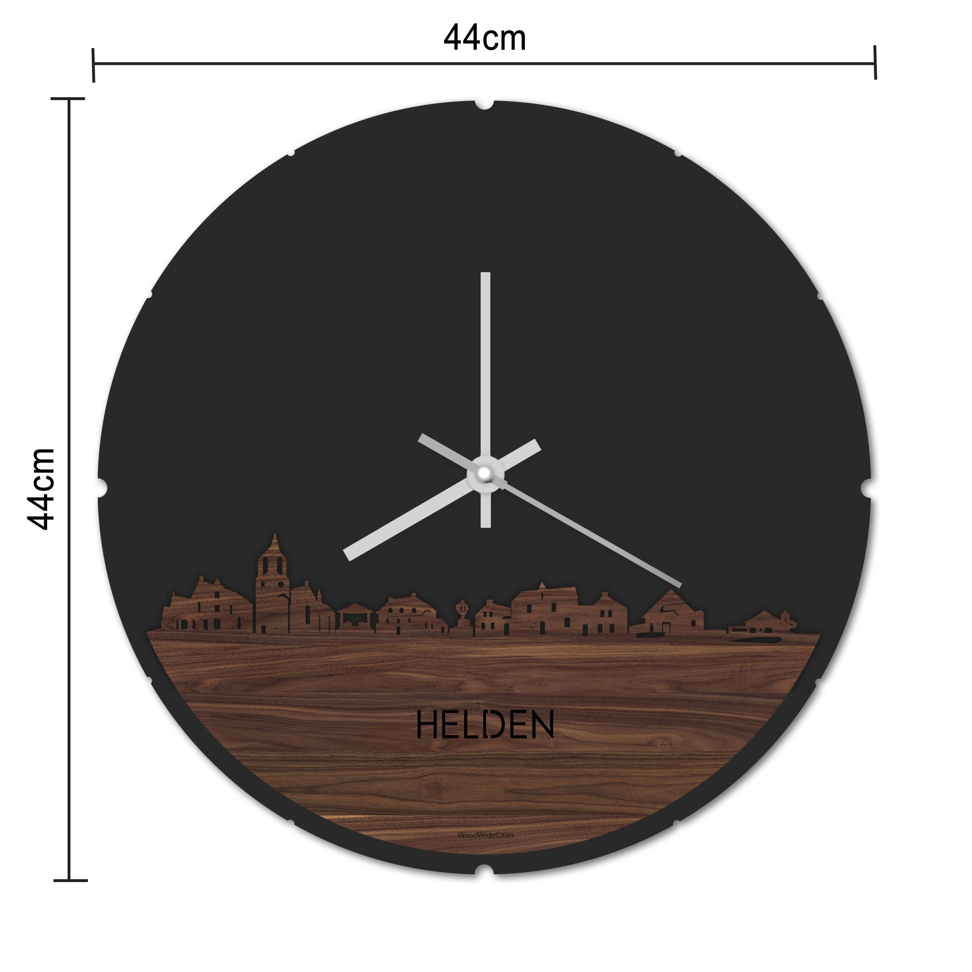 Skyline Klok Rond Helden Bamboe houten cadeau decoratie relatiegeschenk van WoodWideCities