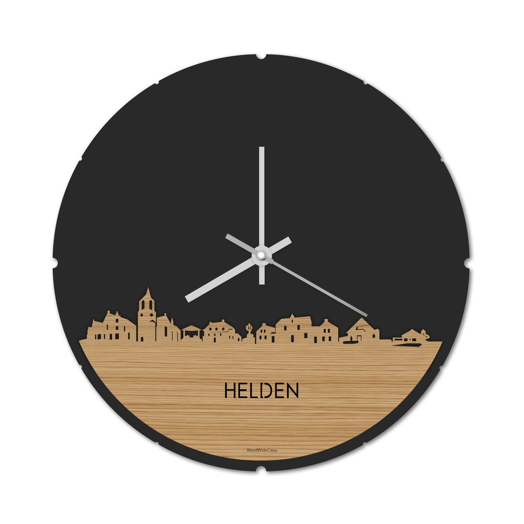 Skyline Klok Rond Helden Bamboe houten cadeau decoratie relatiegeschenk van WoodWideCities