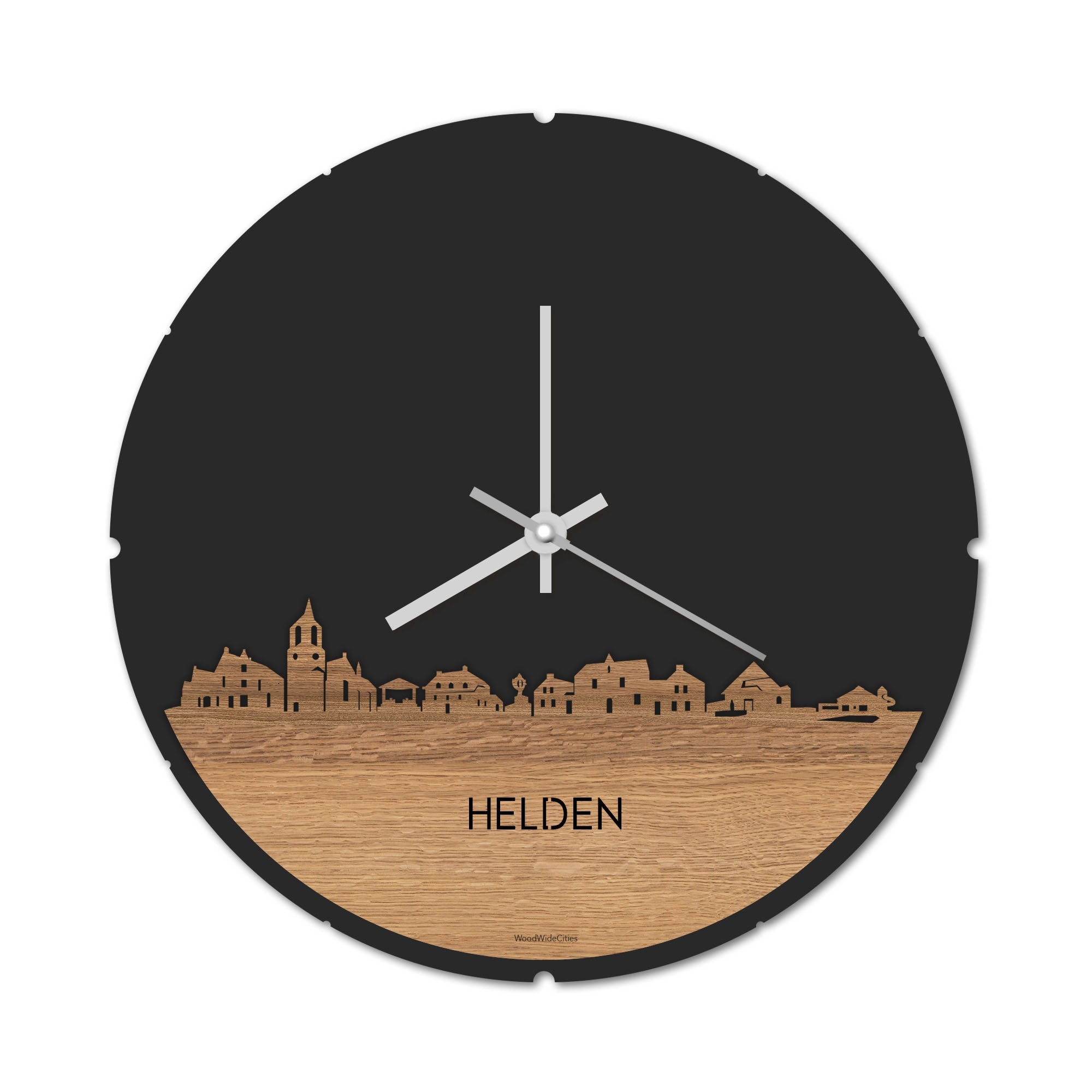 Skyline Klok Helden Eiken houten cadeau decoratie relatiegeschenk van WoodWideCities