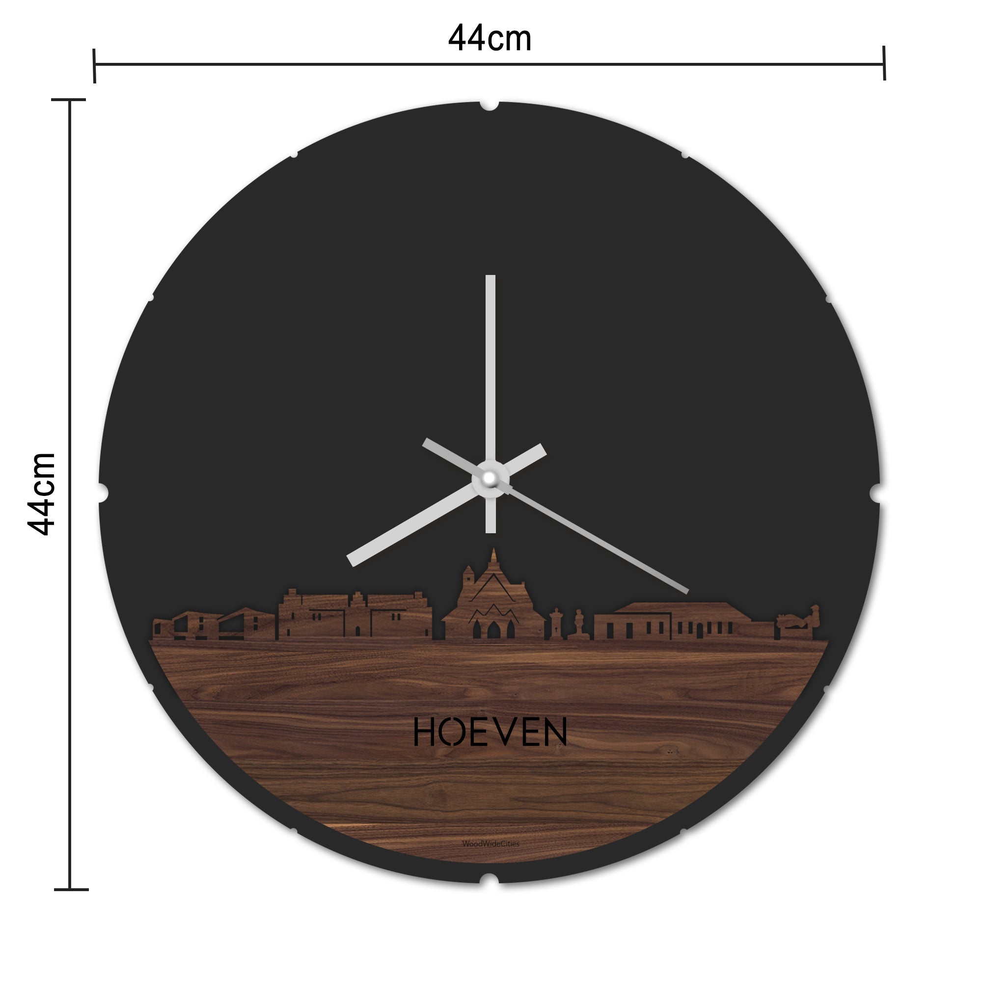 Skyline Klok Hoeven Eiken houten cadeau decoratie relatiegeschenk van WoodWideCities