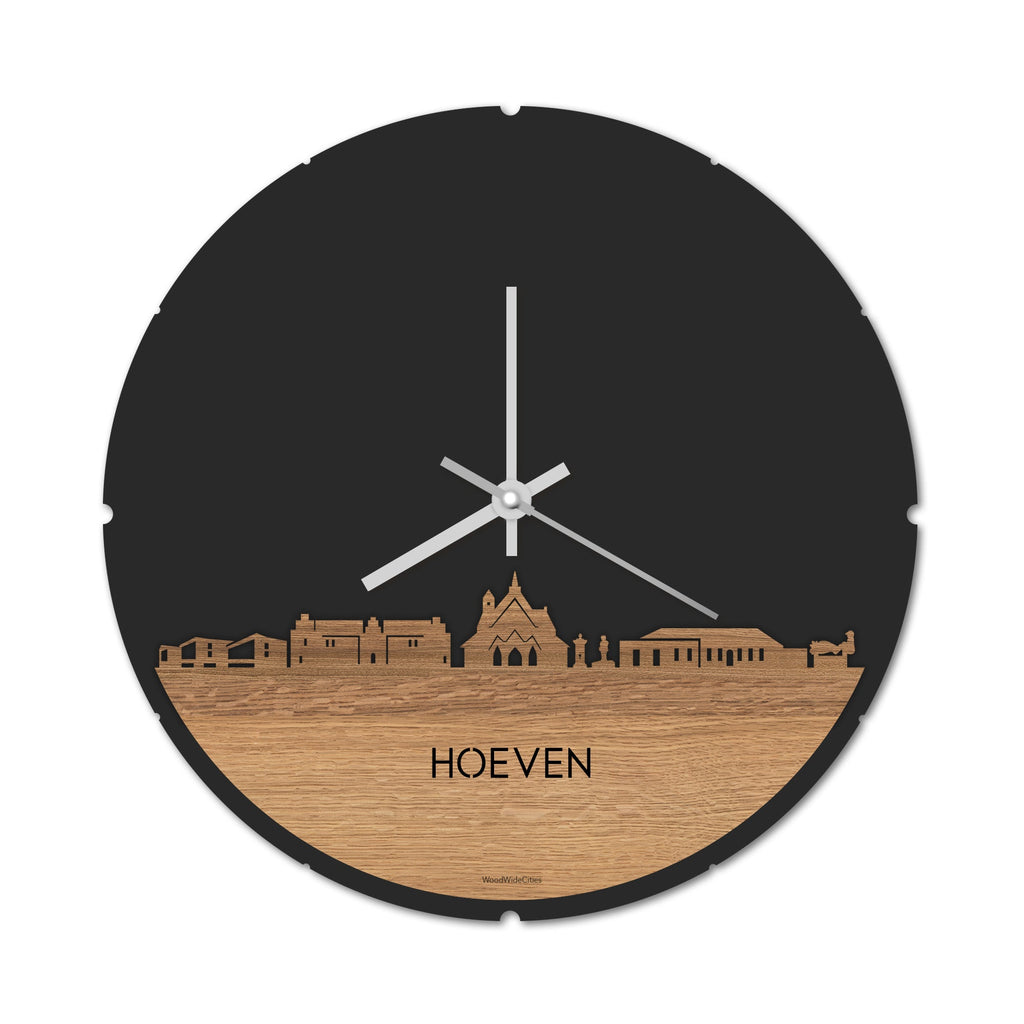 Skyline Klok Hoeven Eiken houten cadeau decoratie relatiegeschenk van WoodWideCities