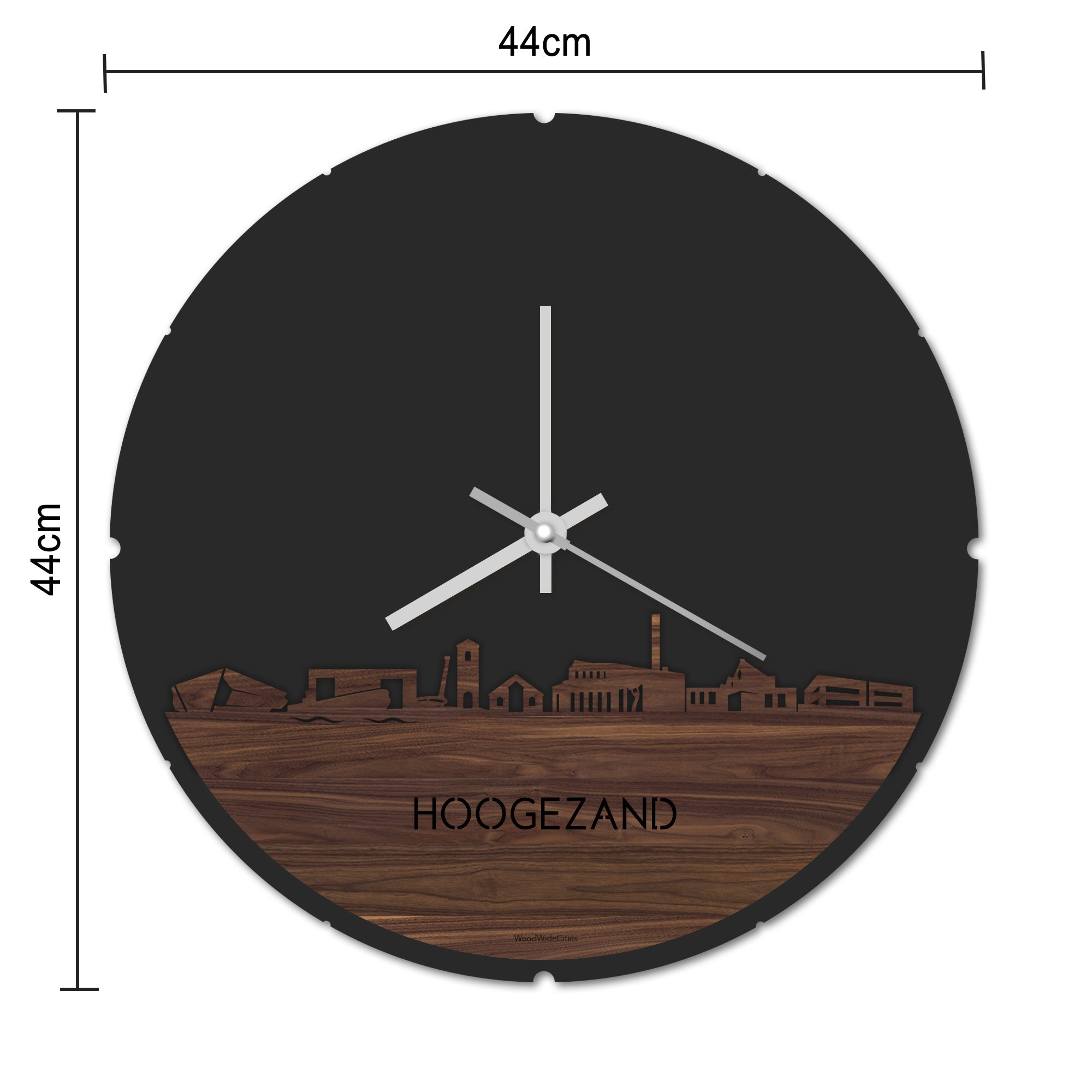 Skyline Klok Rond Hoogezand Metallic Goud gerecycled kunststof cadeau decoratie relatiegeschenk van WoodWideCities