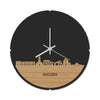 Skyline Klok Rond Huissen Bamboe houten cadeau decoratie relatiegeschenk van WoodWideCities