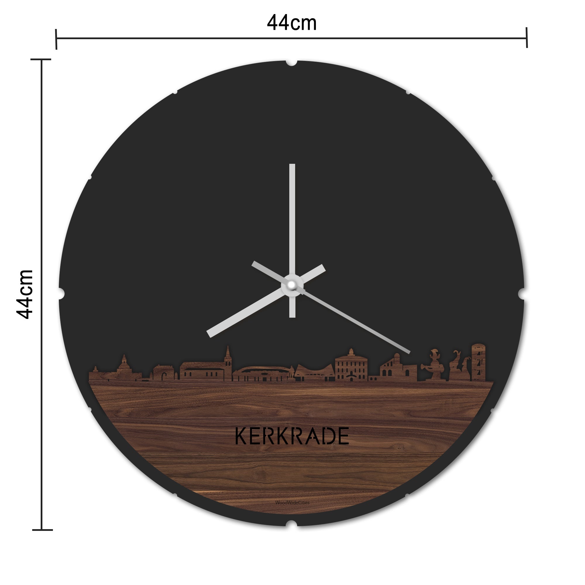 Skyline Klok Rond Kerkrade Bamboe houten cadeau decoratie relatiegeschenk van WoodWideCities