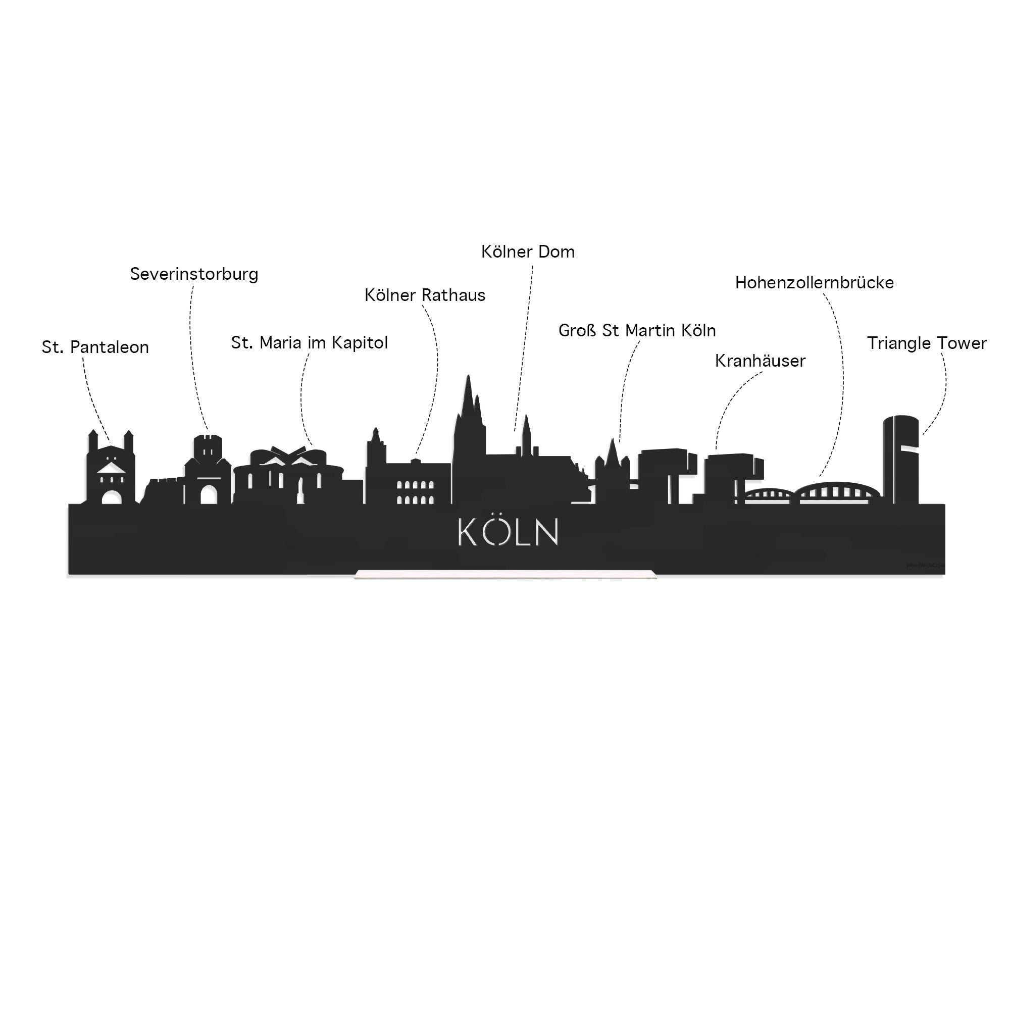 Skyline Klok Rond Köln Palissander houten cadeau decoratie relatiegeschenk van WoodWideCities