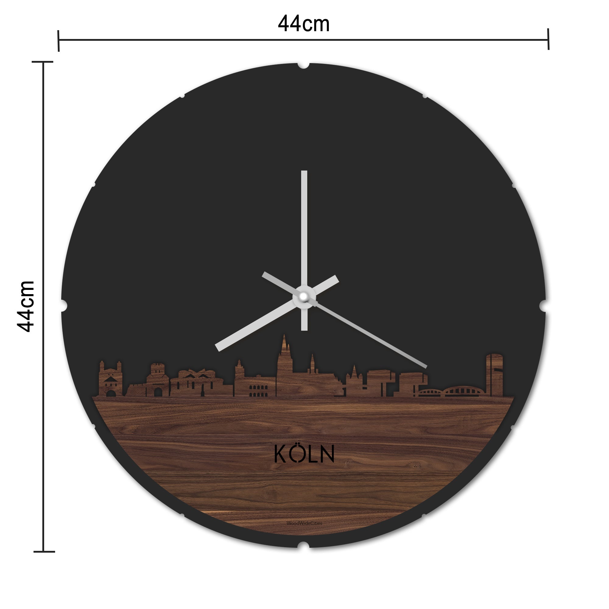 Skyline Klok Rond Köln Spiegel gerecycled kunststof cadeau decoratie relatiegeschenk van WoodWideCities