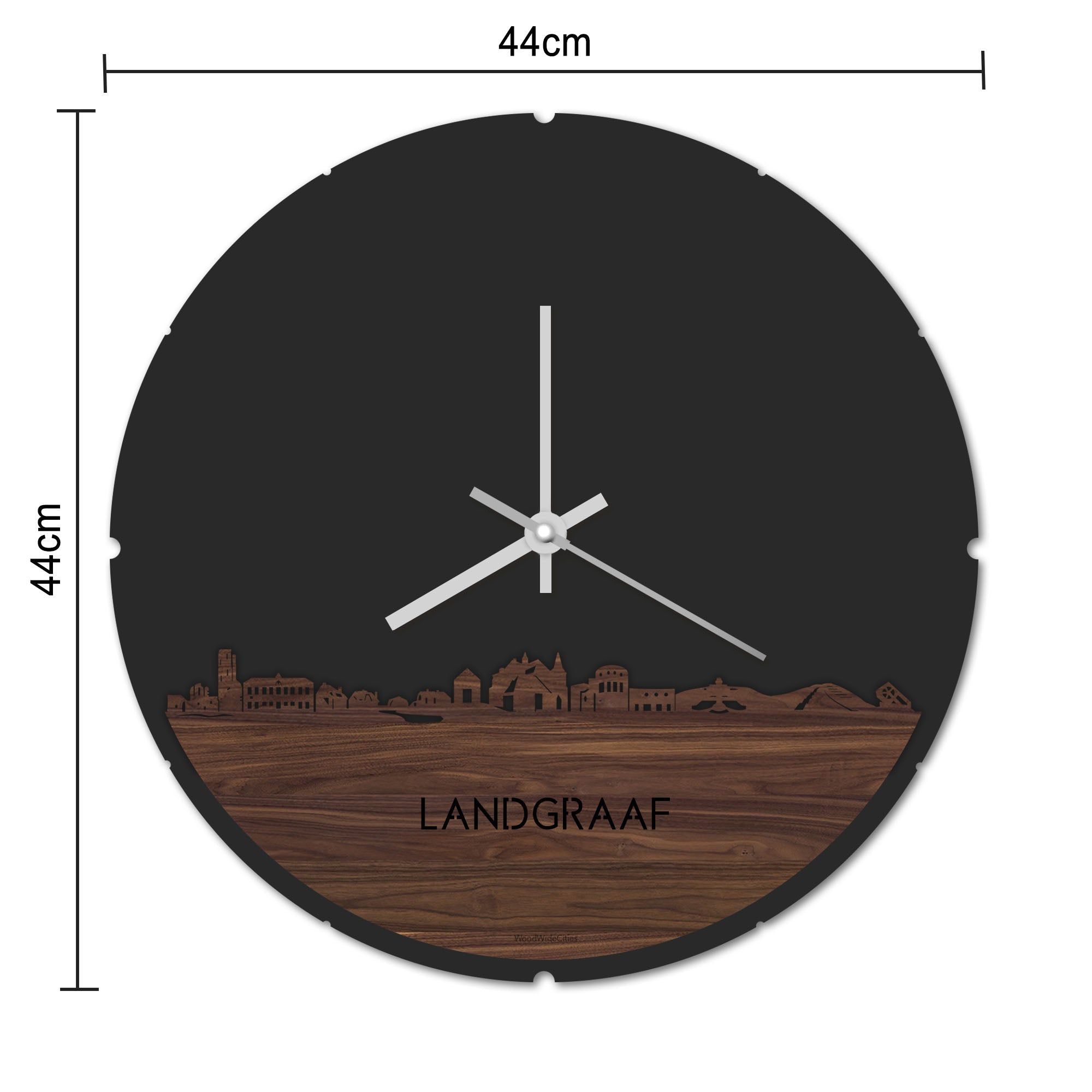 Skyline Klok Rond Landgraaf Bamboe houten cadeau decoratie relatiegeschenk van WoodWideCities