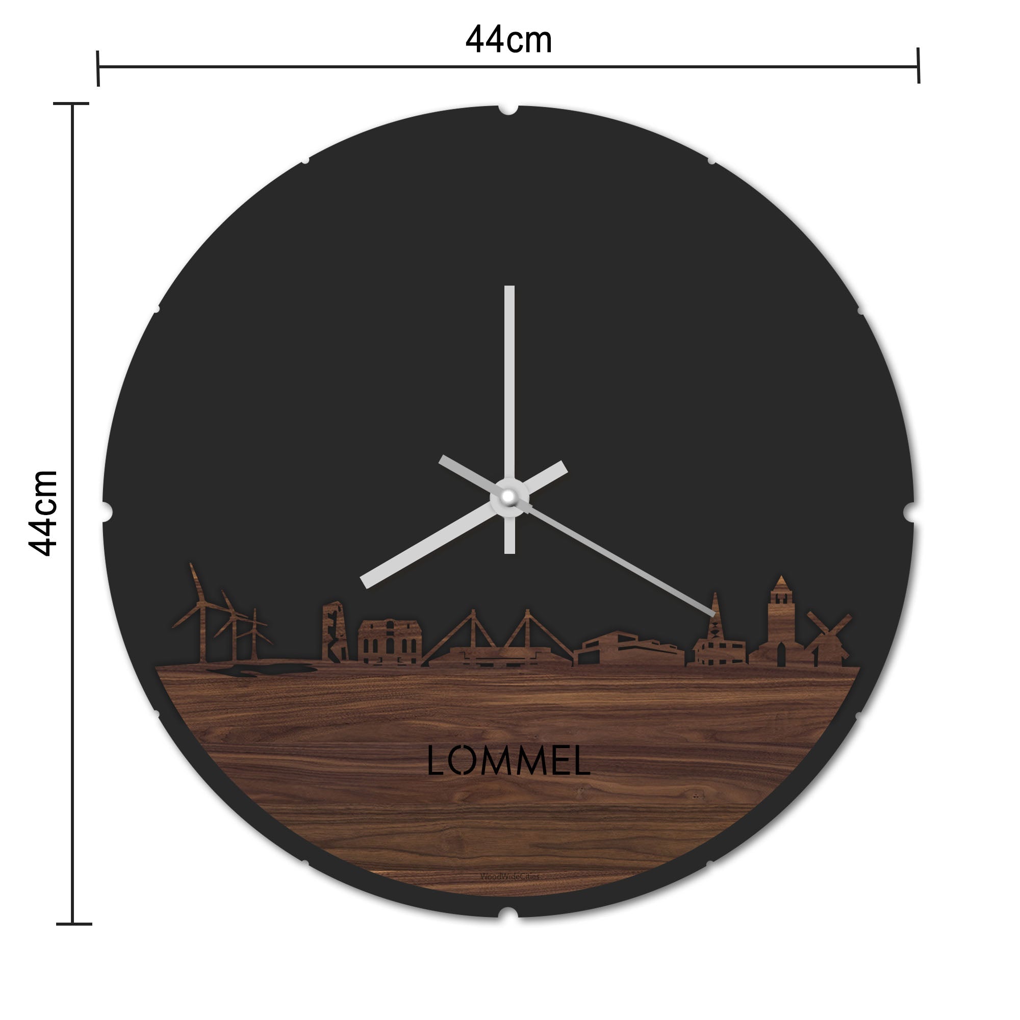 Skyline Klok Rond Lommel Spiegel gerecycled kunststof cadeau decoratie relatiegeschenk van WoodWideCities