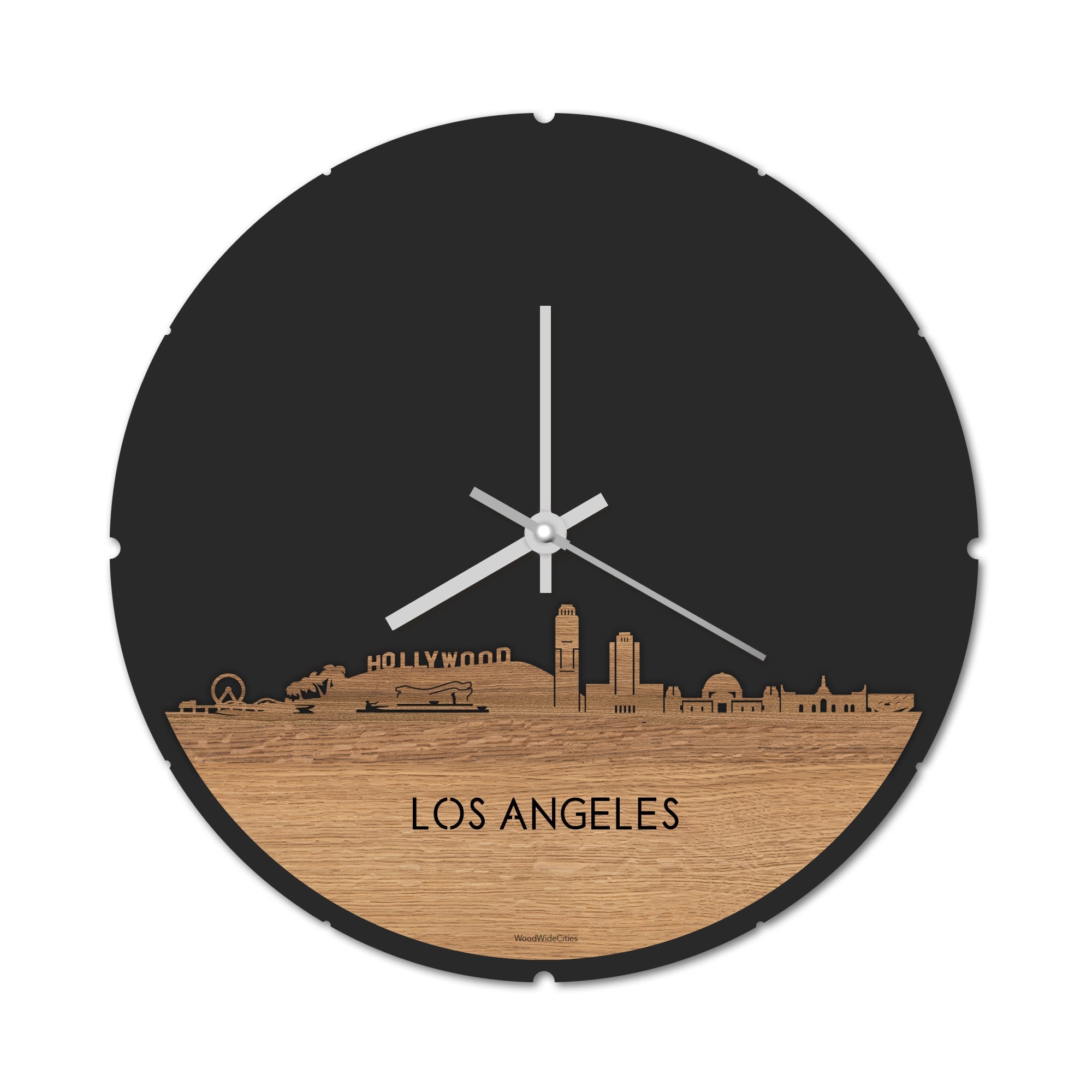 Skyline Klok Los-angeles Eiken houten cadeau decoratie relatiegeschenk van WoodWideCities