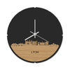 Skyline Klok Rond Lyon Bamboe houten cadeau decoratie relatiegeschenk van WoodWideCities