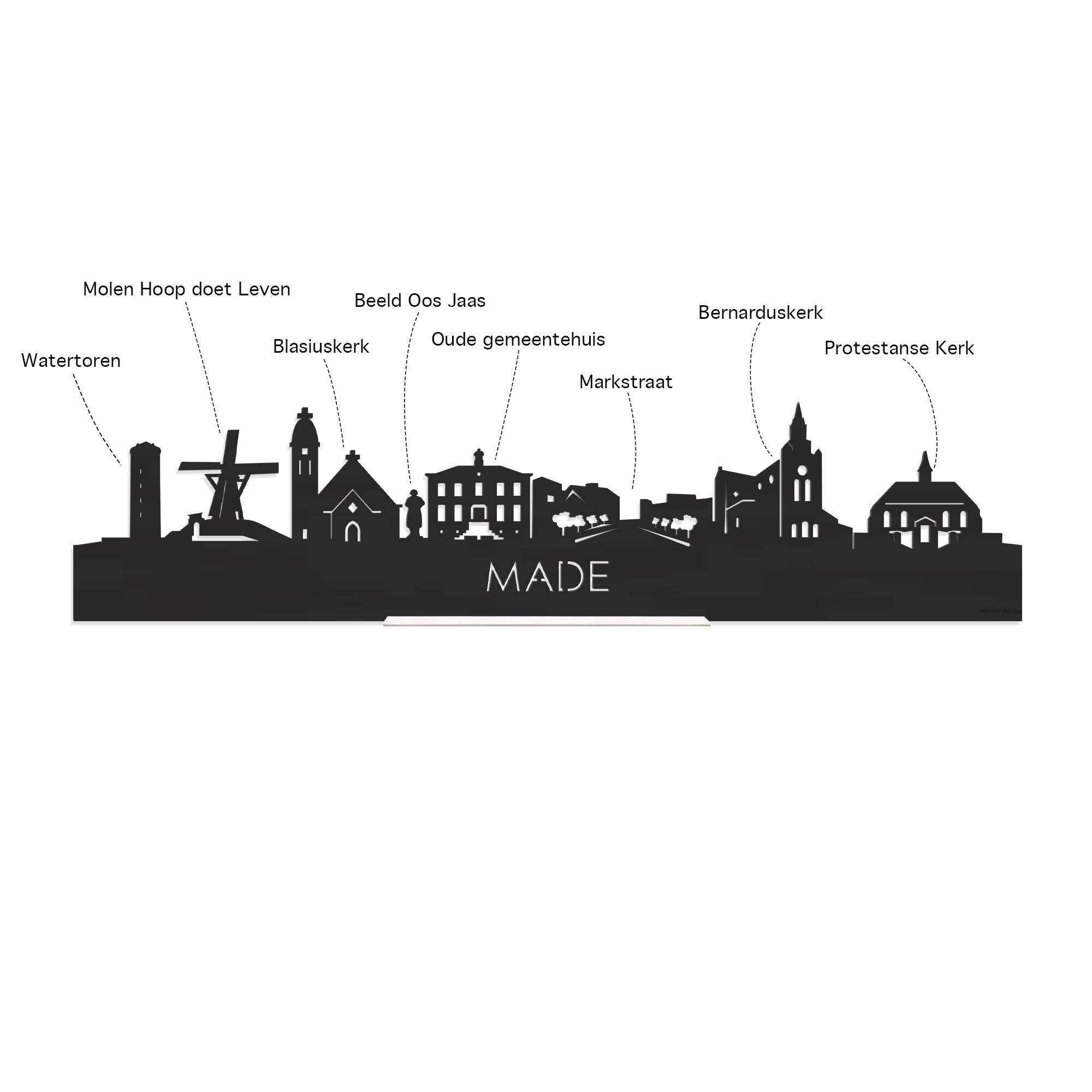 Skyline Klok Rond Made Spiegel gerecycled kunststof cadeau decoratie relatiegeschenk van WoodWideCities