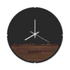 Skyline Klok Rond Marseille Noten houten cadeau decoratie relatiegeschenk van WoodWideCities