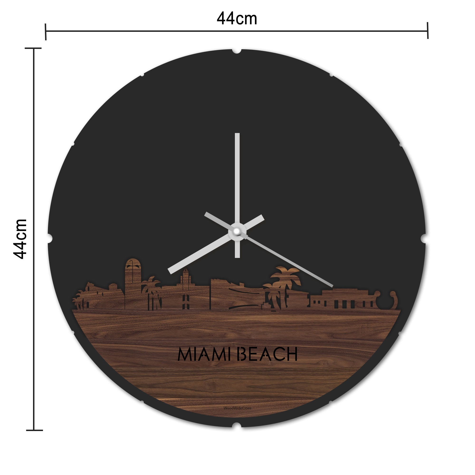 Skyline Klok Rond Miami-beach Bamboe houten cadeau decoratie relatiegeschenk van WoodWideCities